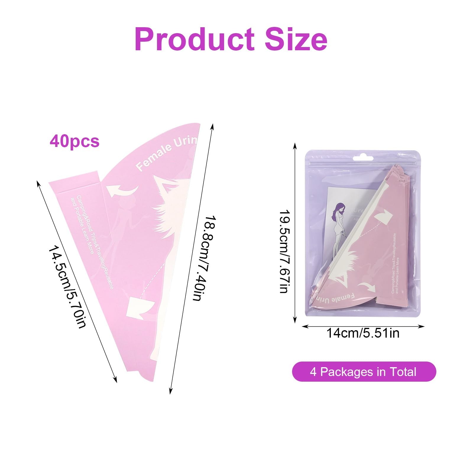 40pcs Pee Funnel for Women Disposable Female Urination Device, Womens Urinal