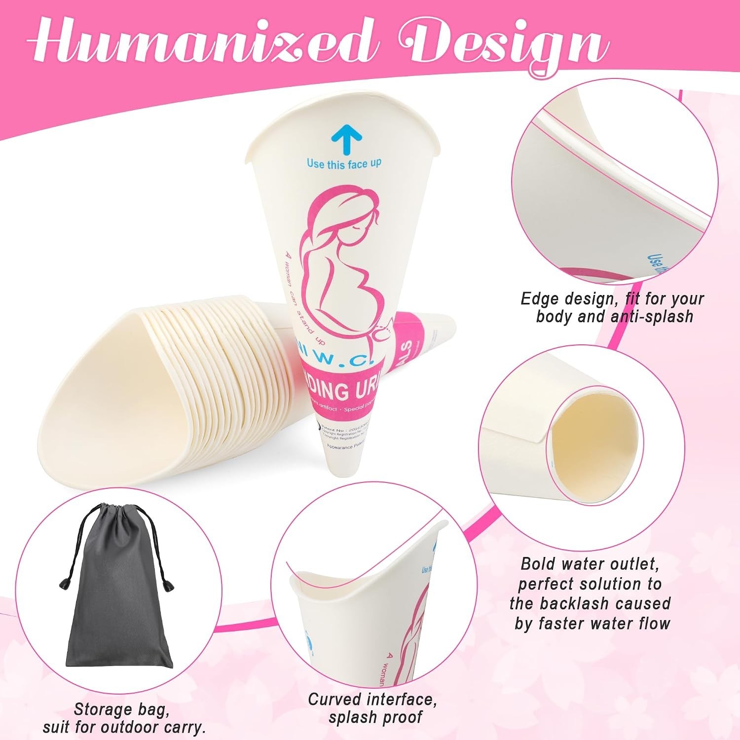 20-Pack Portable Disposable Urinal Cups for Women – Outdoor Pee Convenience