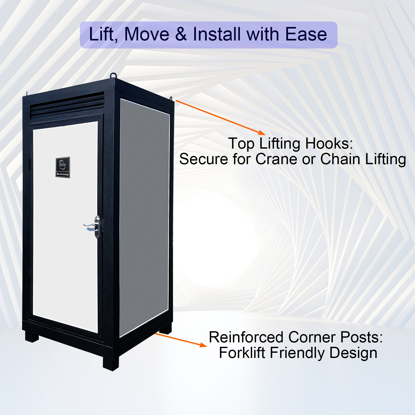 Heavy Duty Steel Portable Toilet Cabin Outdoor Restroom with Sink Light Vent Fan