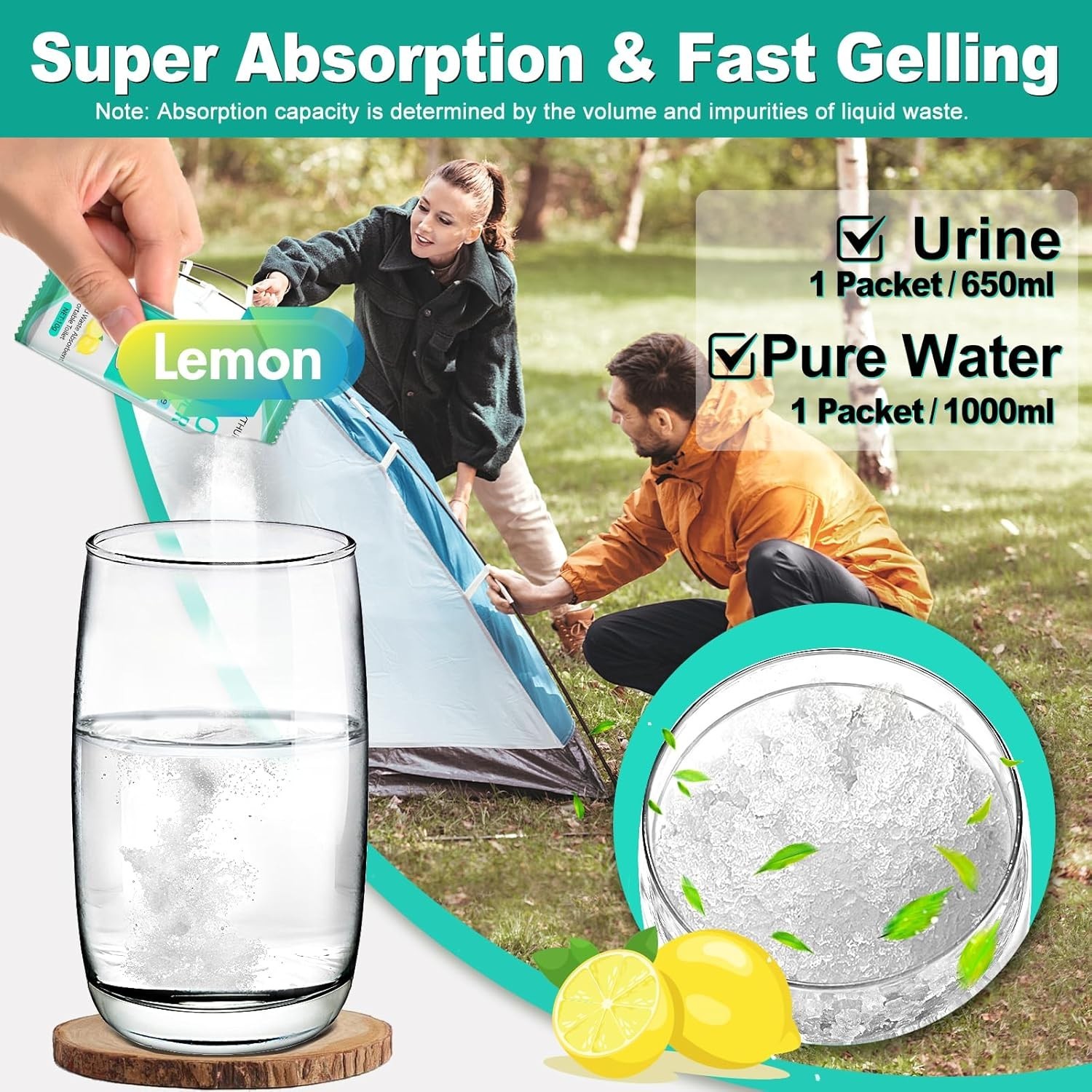 125 Lemon-Scented Portable Toilet Gel Sachets – Ultimate Camping Sanitation