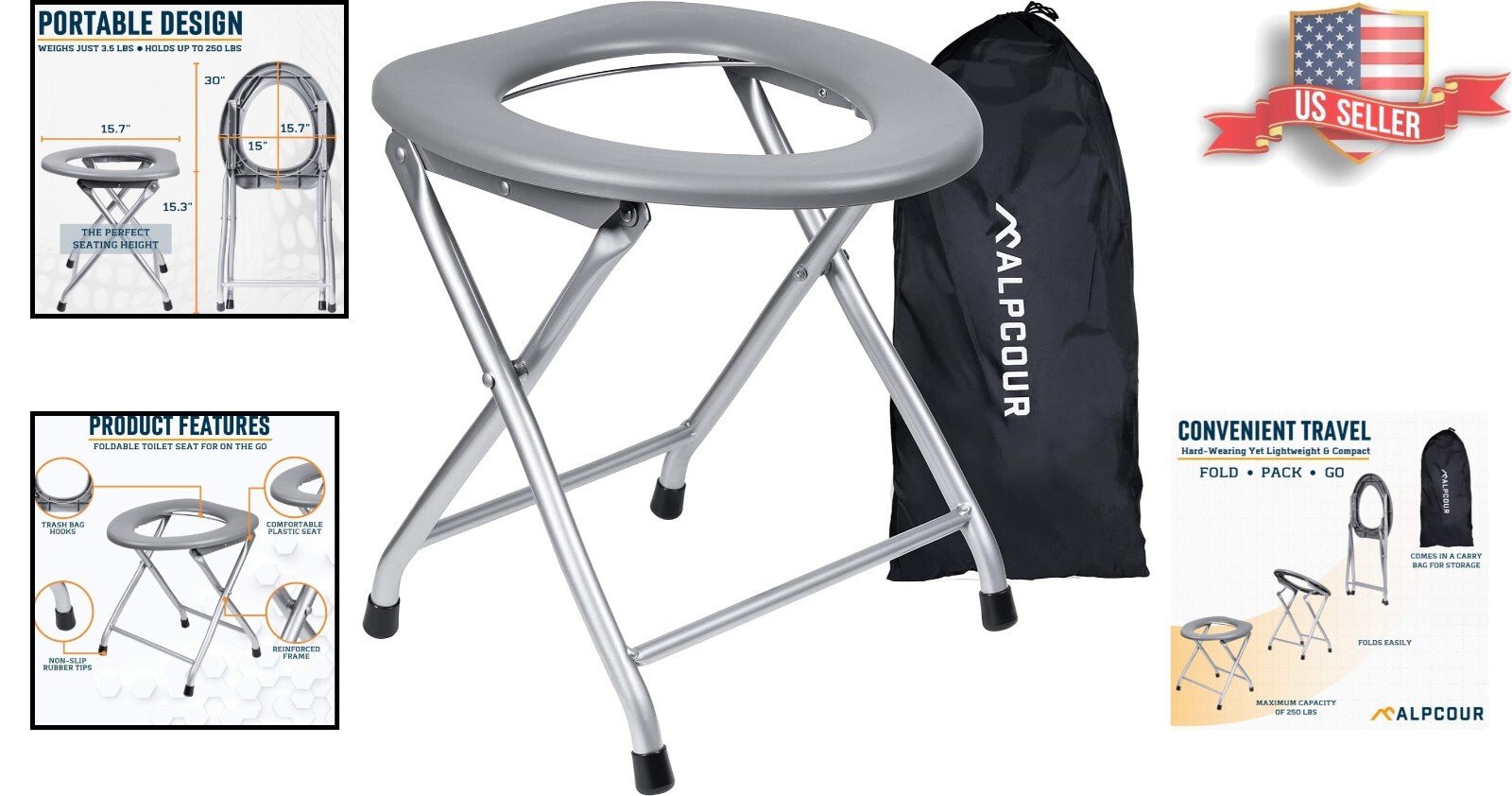 Portable Toilet Seat – Heavy-Duty & Convenient – Ideal for Camping & Emergencies