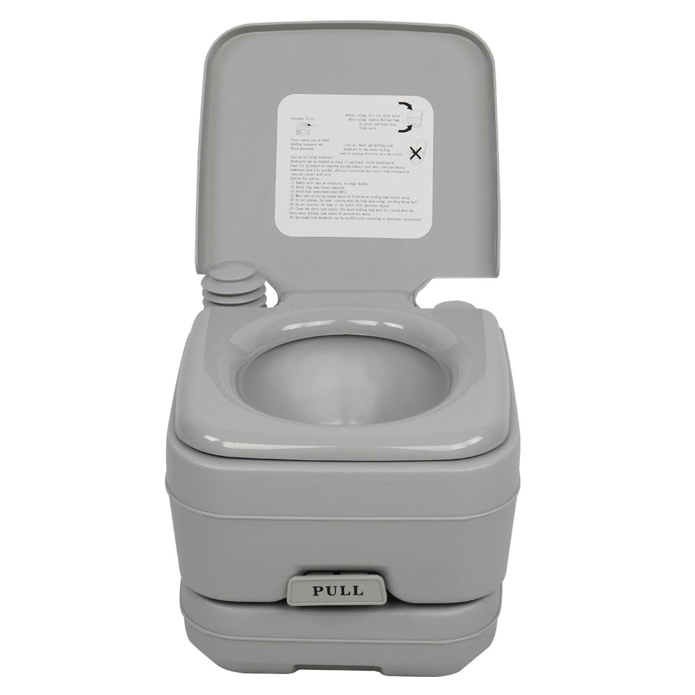 10L Portable Toilet Flush Travel Hiking Potty Camping Equipment Gray