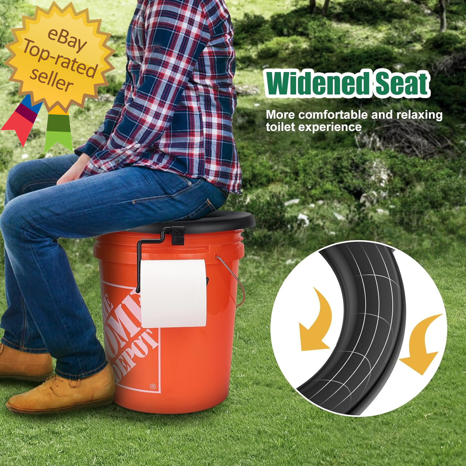 Bucket Toilet Seat, Portable Toilet Seat for 5 Gal Buckets, Camping Toilet Seat,