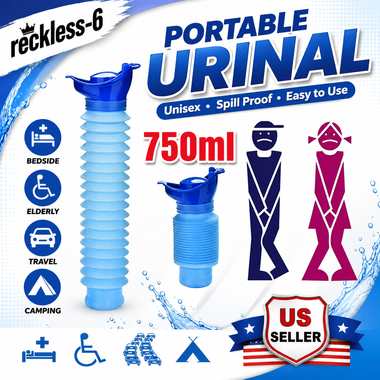 Male Female Portable Urinal Travel Camping Car Toilet Pee Bottle Emergency Kit