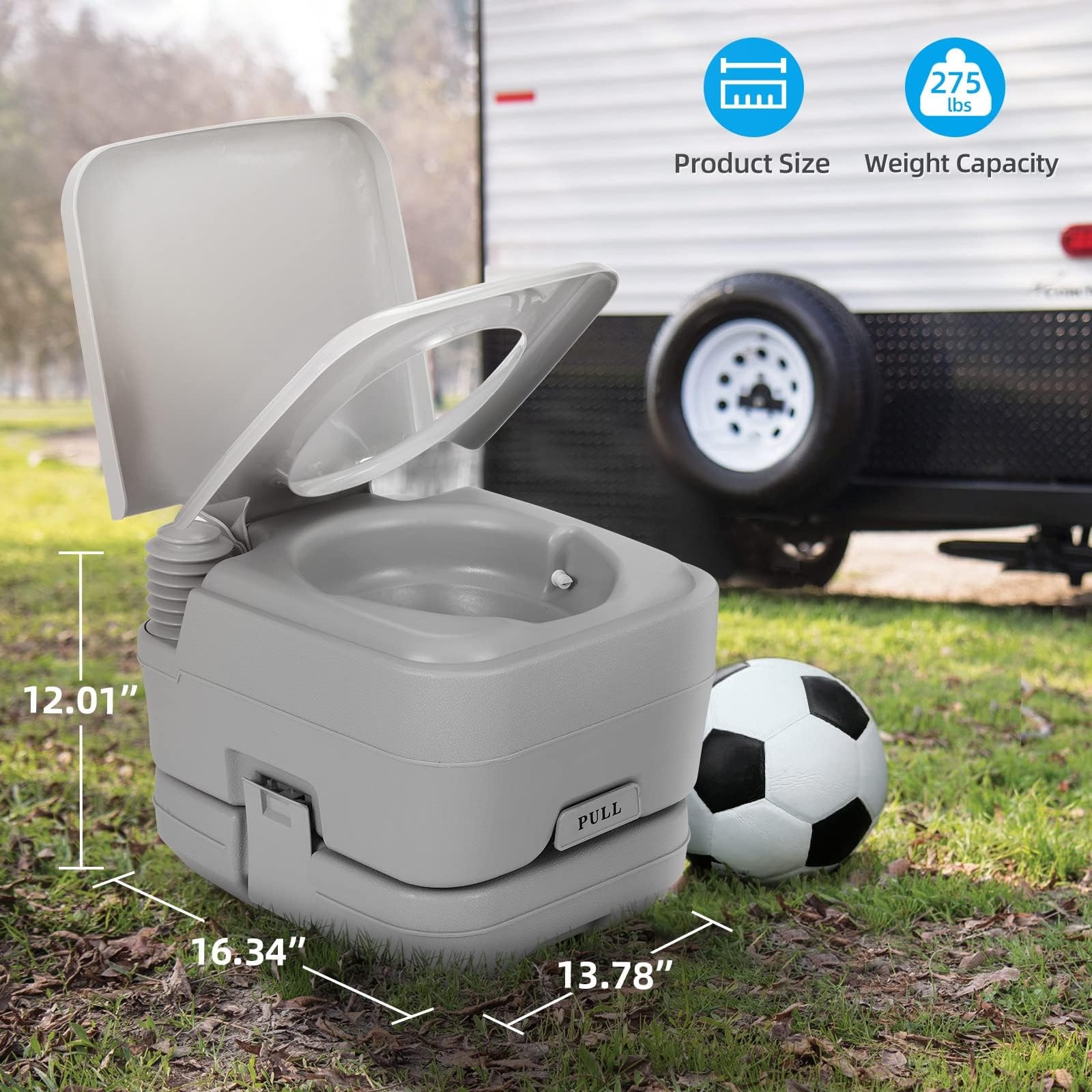 YITAHOME Portable Toilet 2.6 Gallon Camping RV Potty, Double Water Outlet, Pr…
