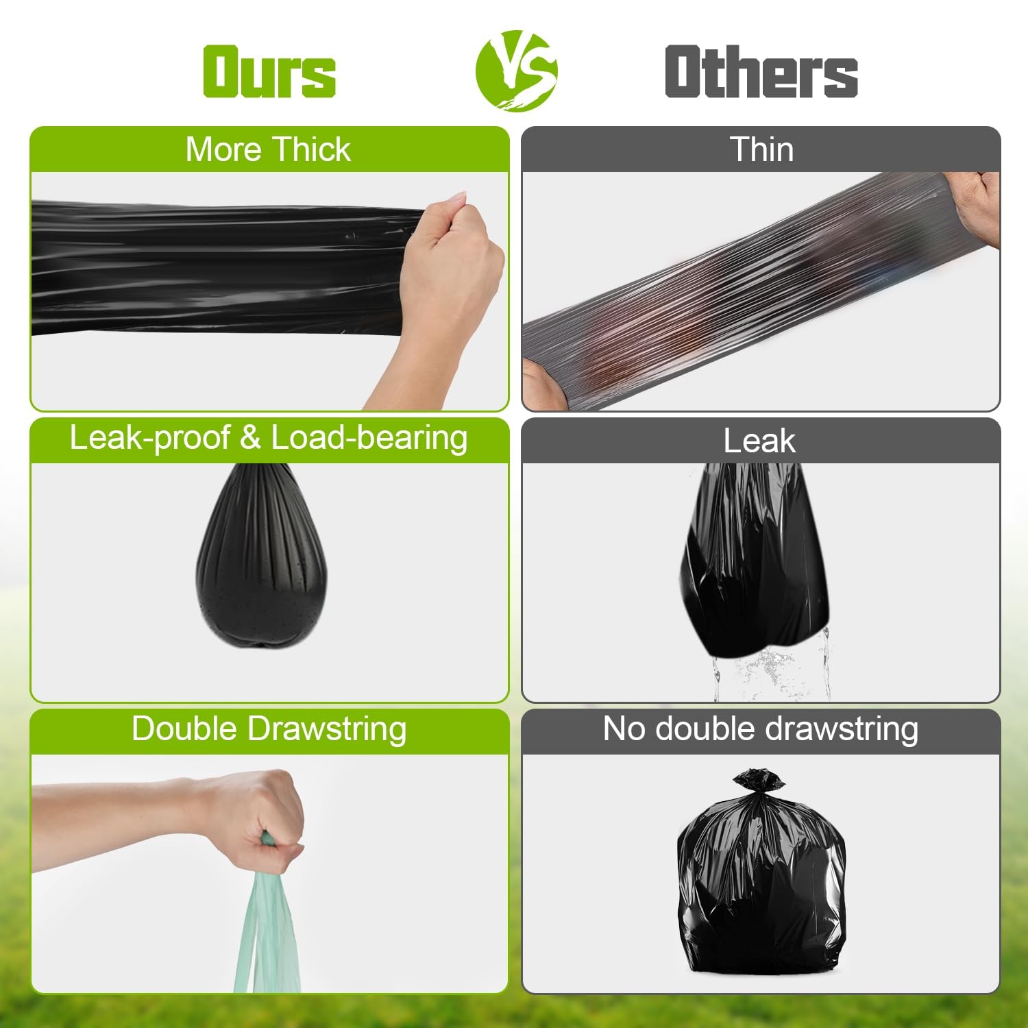 Sckee 50 Pack Heavy-Duty Waste Liners, Leak-Proof Potty Bags with Drawstring,