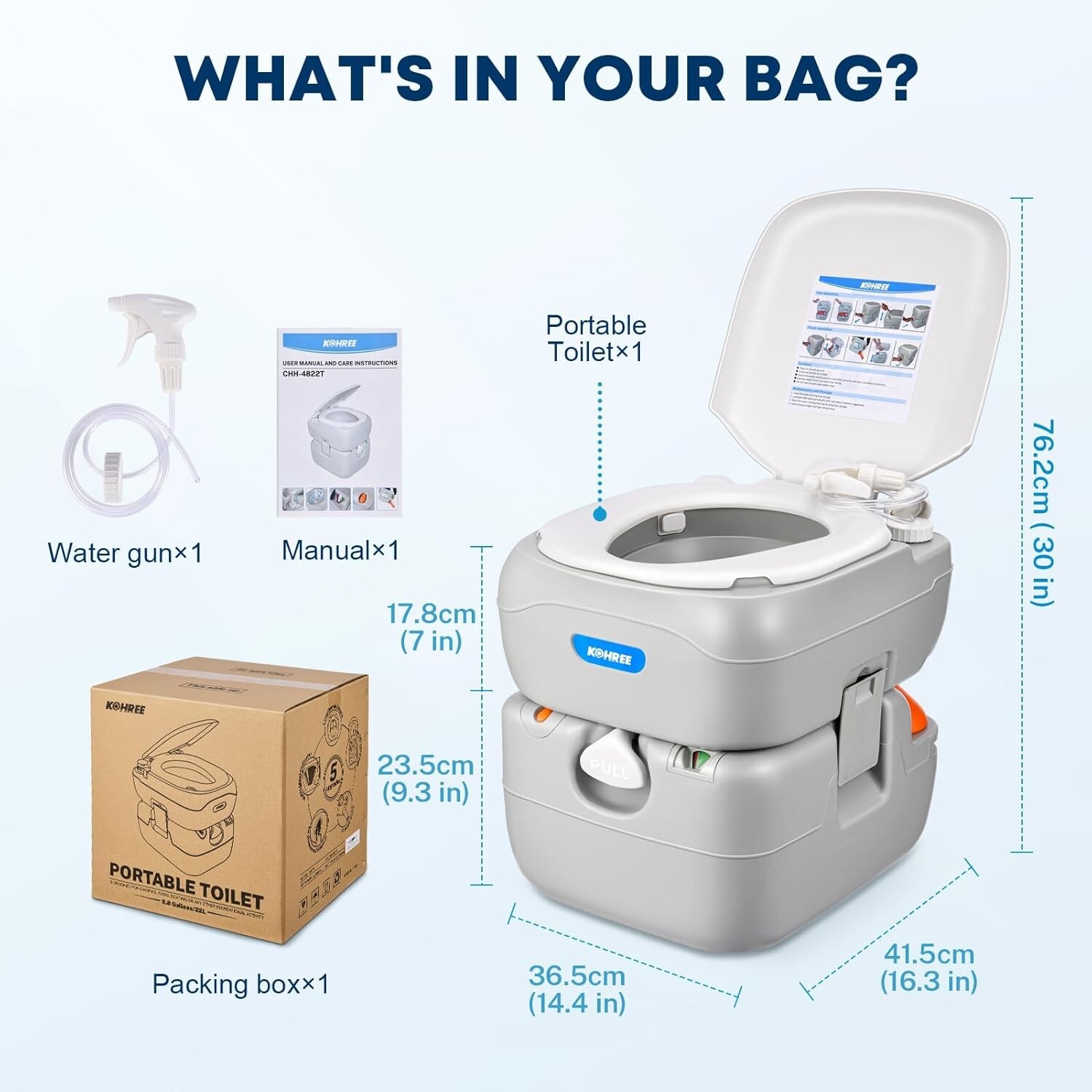 Portable RV Toilet with 5.8 Gallon Detachable Waste Tank – Leak-Proof & Odorless