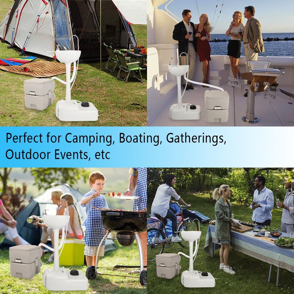 Camping Hiking Hygiene Wash Set 20L Flush Toilet Hand Wash Sink Basin RV Faucet