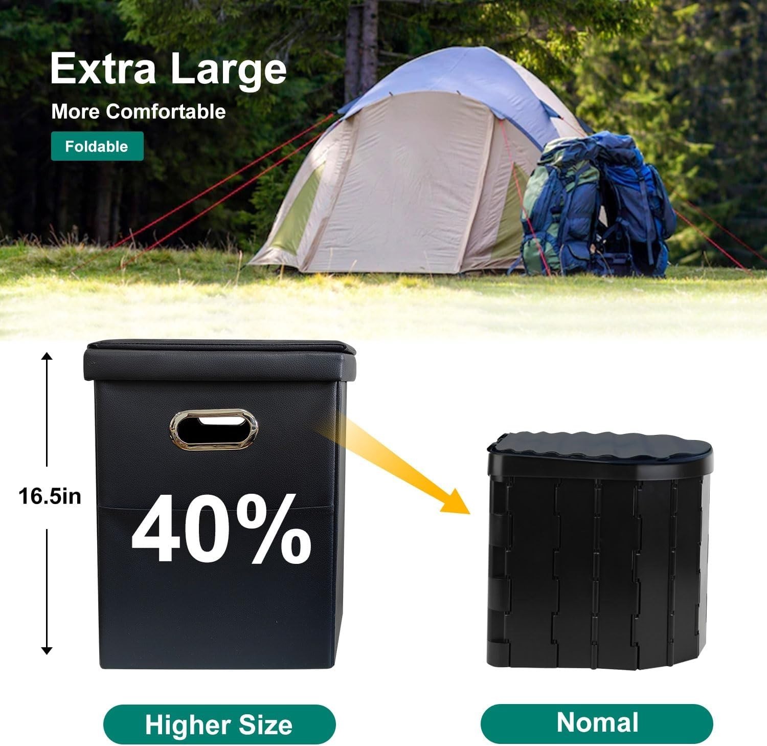 Ergonomic XL Portable Toilet – Easy to Fold & Ideal for Camping & Road Trips
