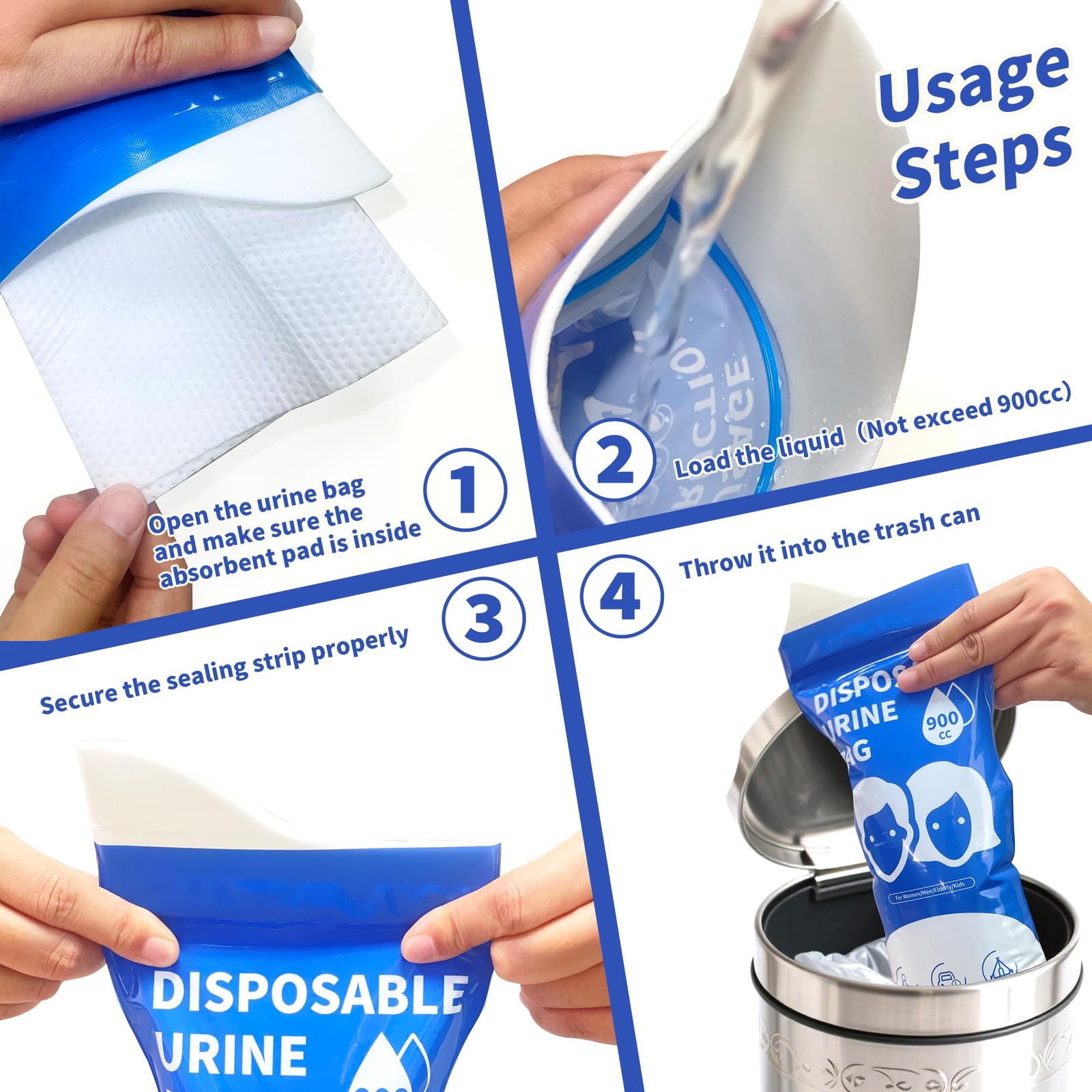 YIGOYIHU Disposable Urine Bags, 12 PCS Pee Bags for Travel Women Blue-12