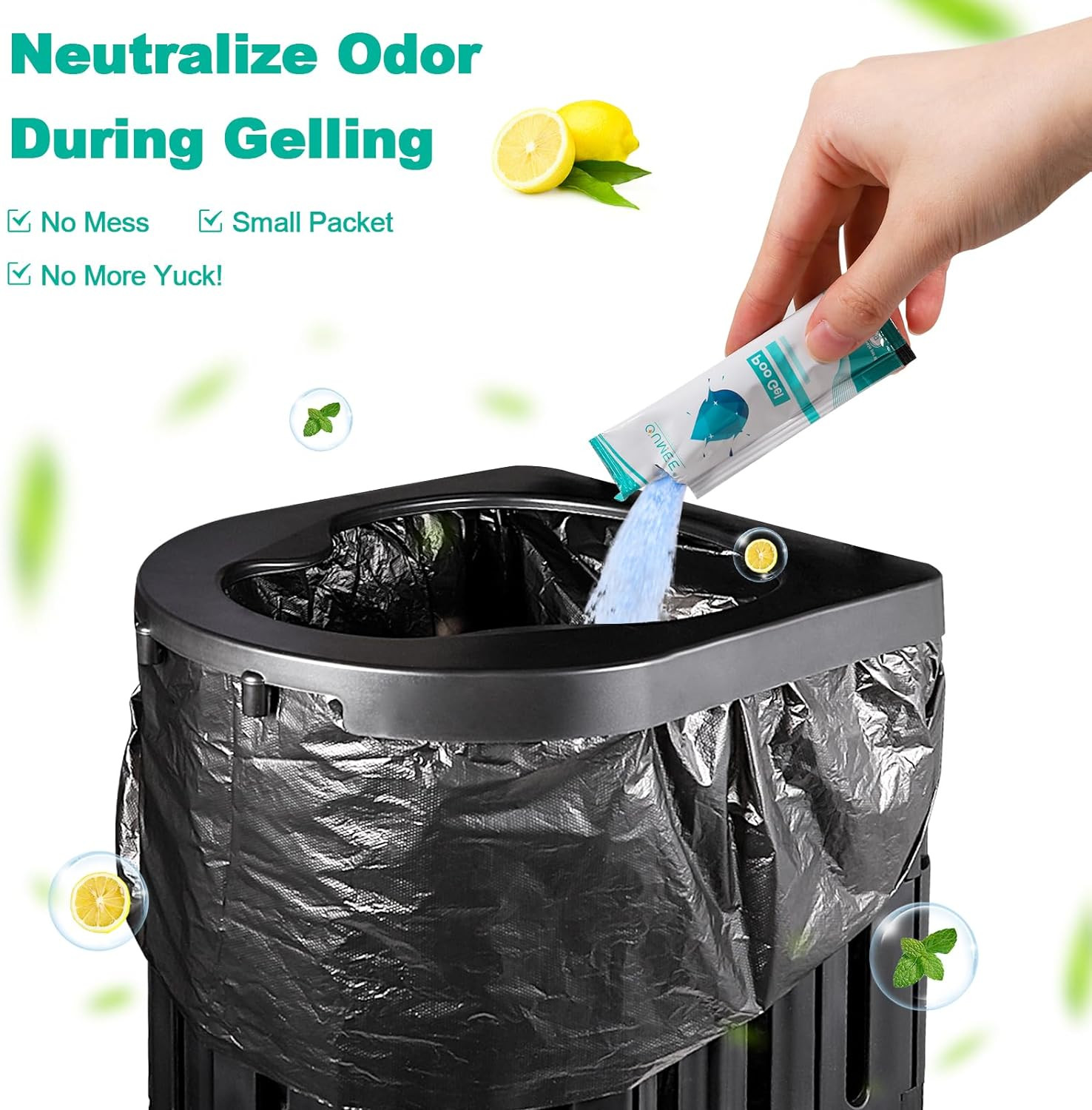 30 Pack Lemon Portable Toilet Gel, Poo Gel for Potty, Camping Toilet Powder