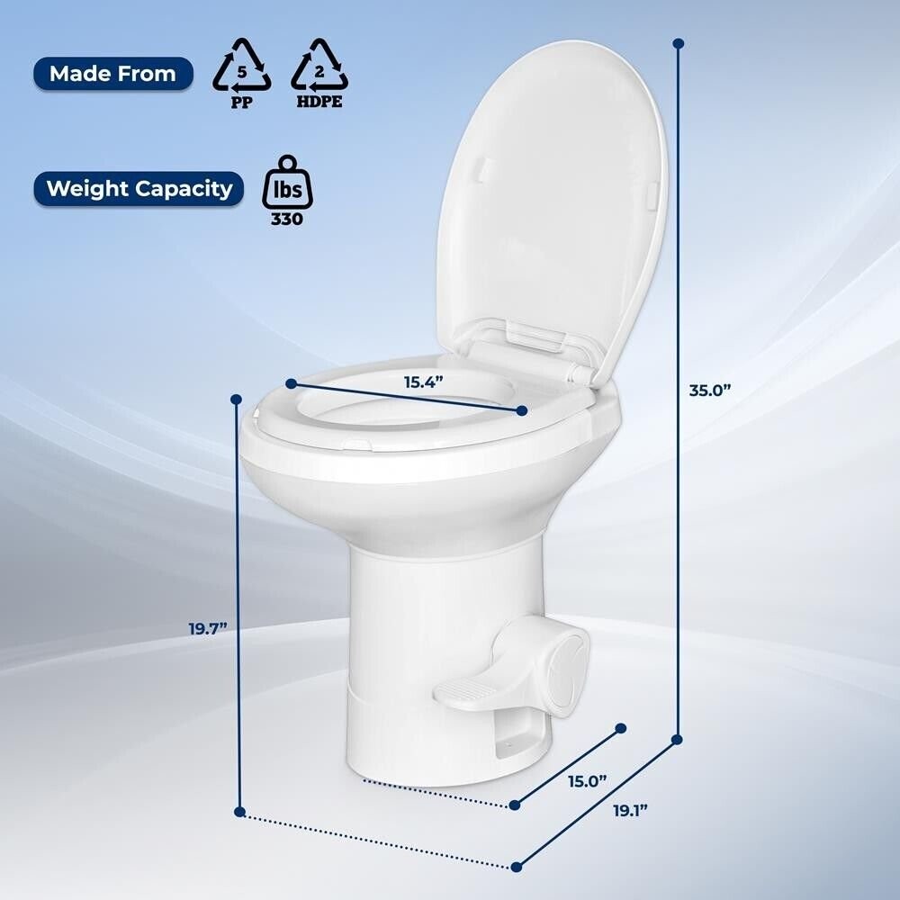 SereneLife Portable Gravity Flush Toilet High Profile with Foot Pedal Operation