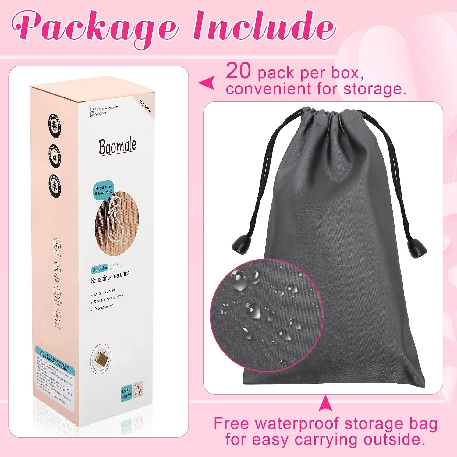 20-Pack Portable Disposable Urinal Cups for Women – Outdoor Pee Convenience
