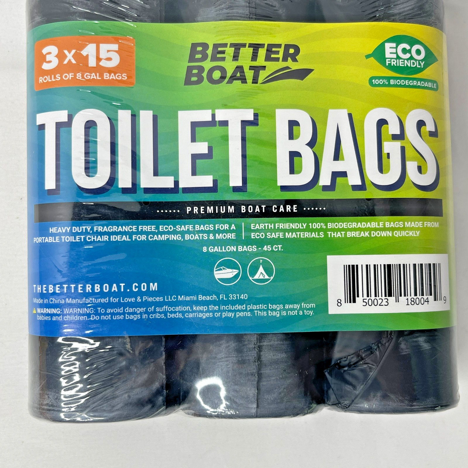 Portable Toilet Bags 8 Gallon 45 Ct Heavy Duty Leak Proof Camping Emergency Boat
