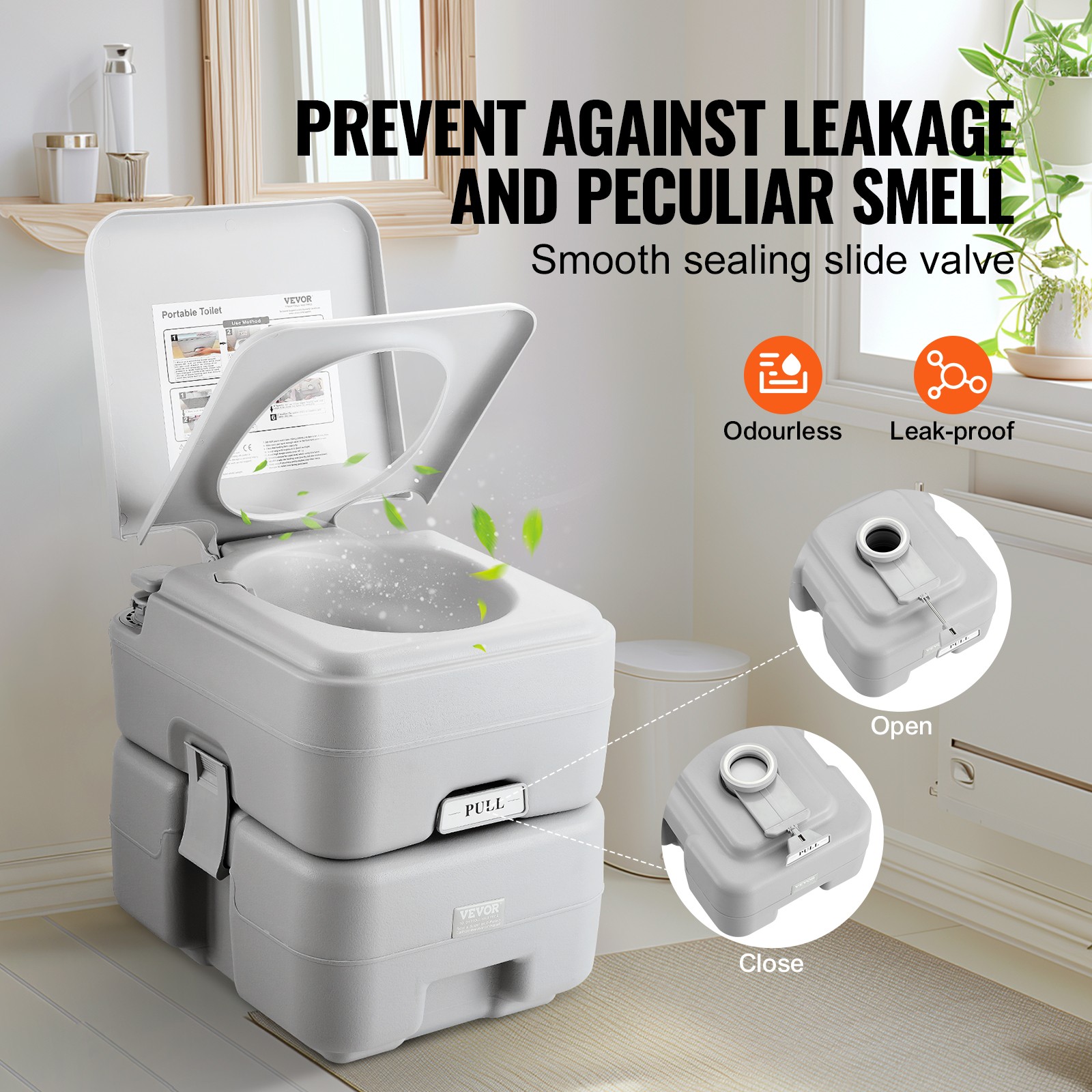 VEVOR Portable Toilet Flush Travel Camping 5.3 Gal Commode Potty with Carry Bag