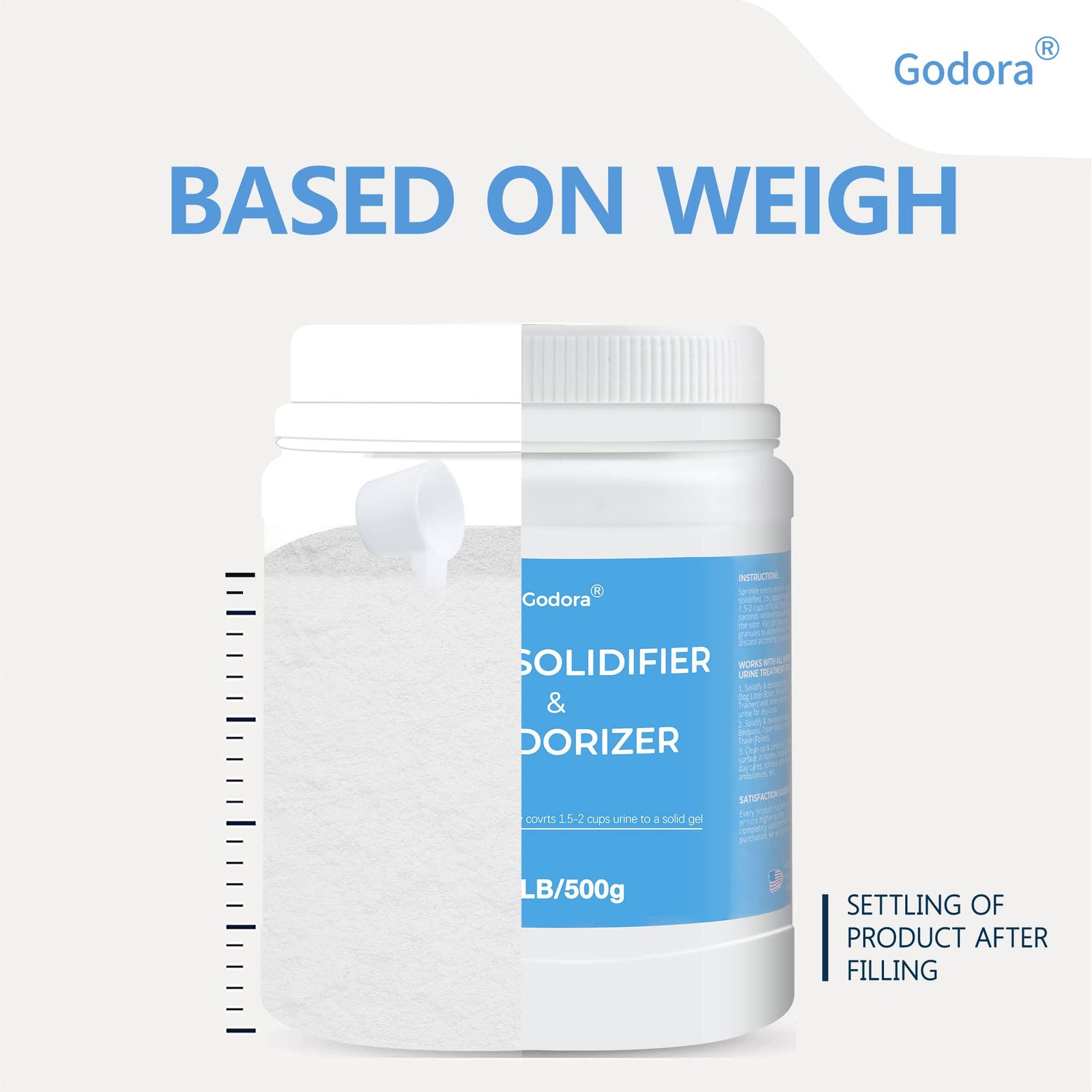 Godora 1.1LB ECO-Friendly Toilet Urine Powder with Spoon, 1.1, white