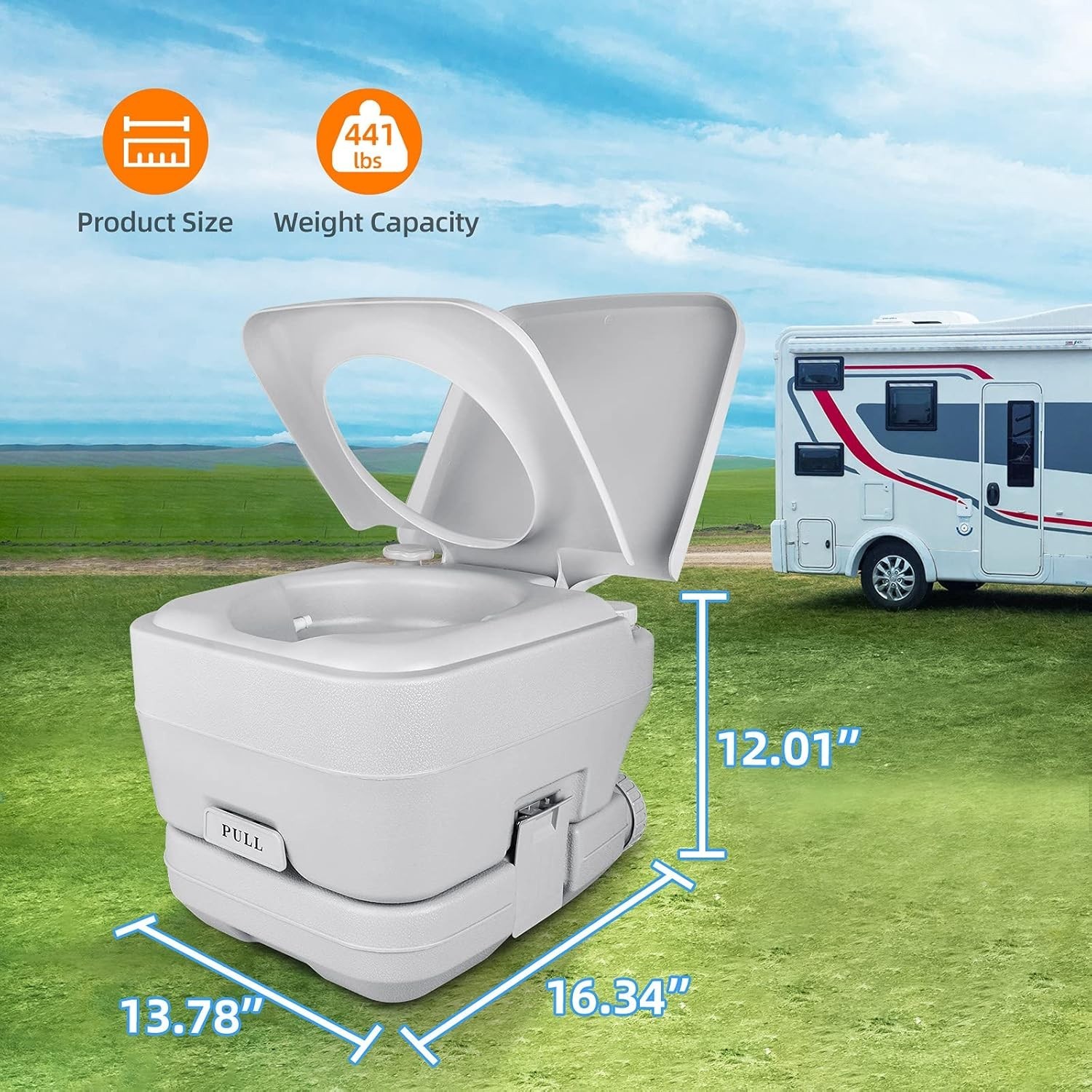 Lightweight RV Toilet with 2.6 Gallon Tanks – Perfect for Camping & Adventures