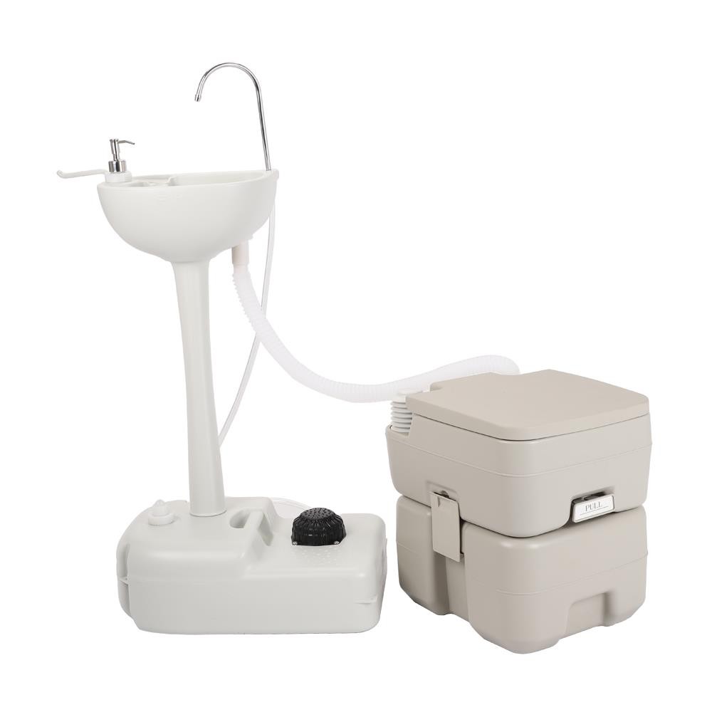 Camping Hiking Hygiene Wash Set 20L Flush Toilet Hand Wash Sink Basin RV Faucet