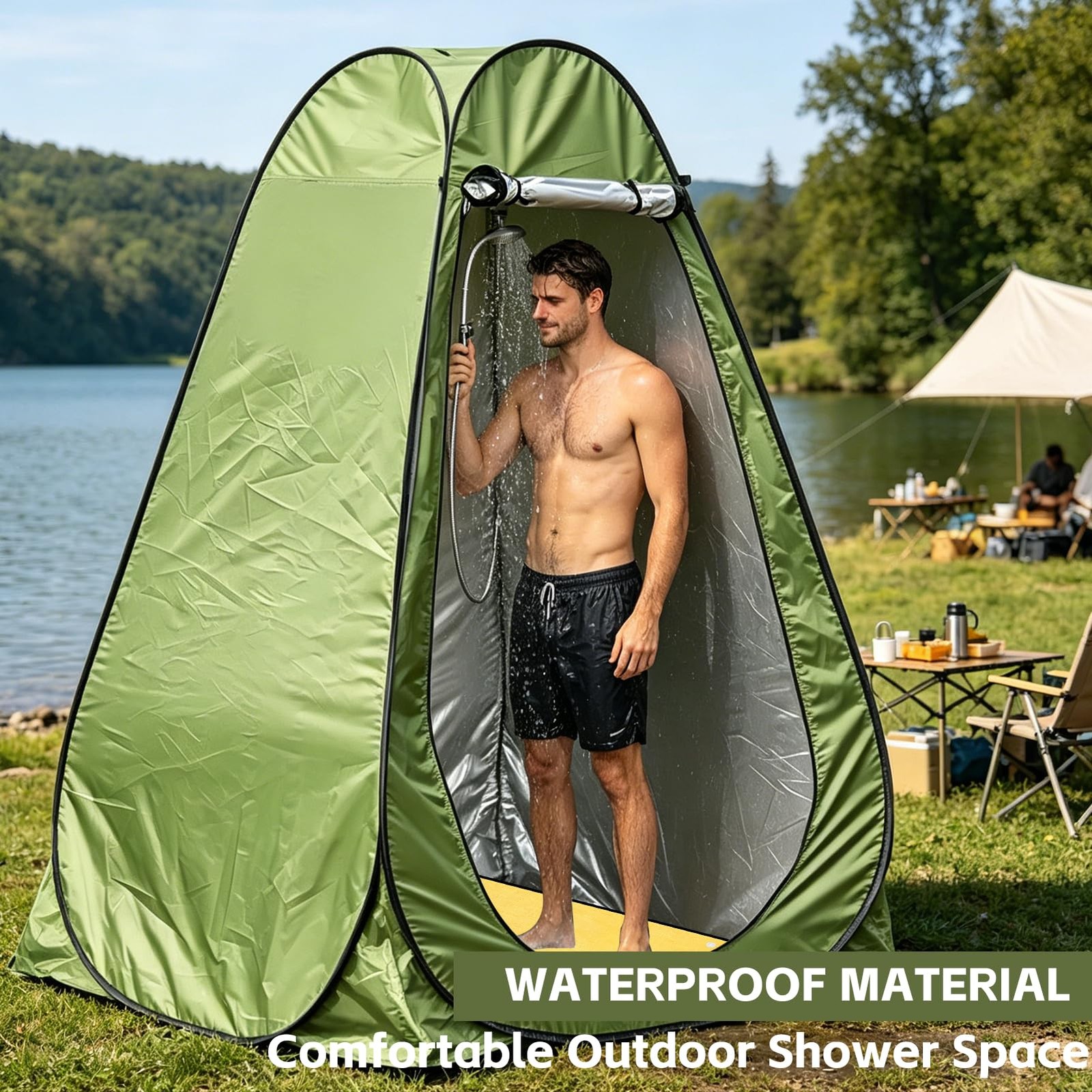 2 Pack Portable Camping Shower Mat Foldable Waterproof Non Slip 39.3 In