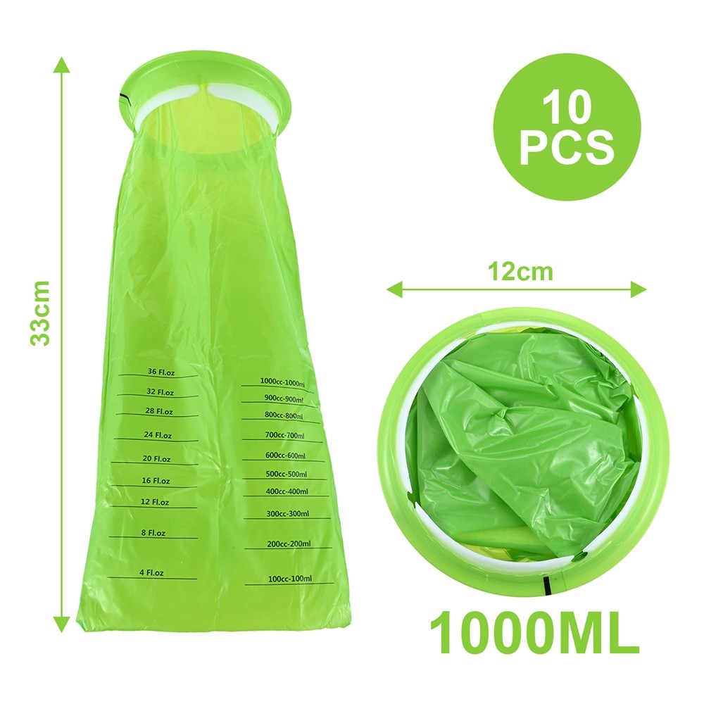 10Pcs 1000ml Portable Vomit Bags Leak-Proof & Portable Sick Bag For Car Travel