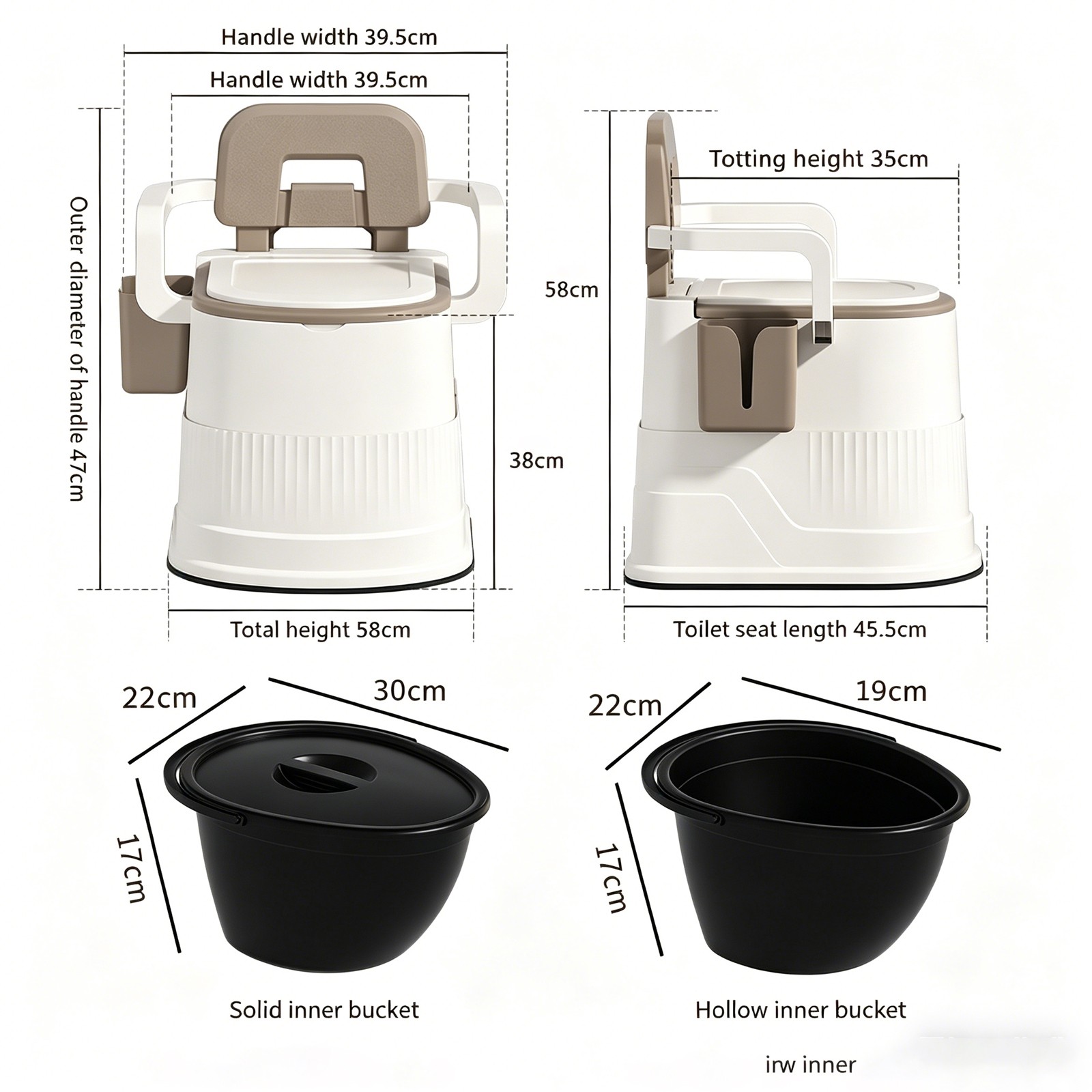 2-Gallon Portable Travel Toilet Outdoor/Indoor for Camping&Hiking w/ Tissue Box