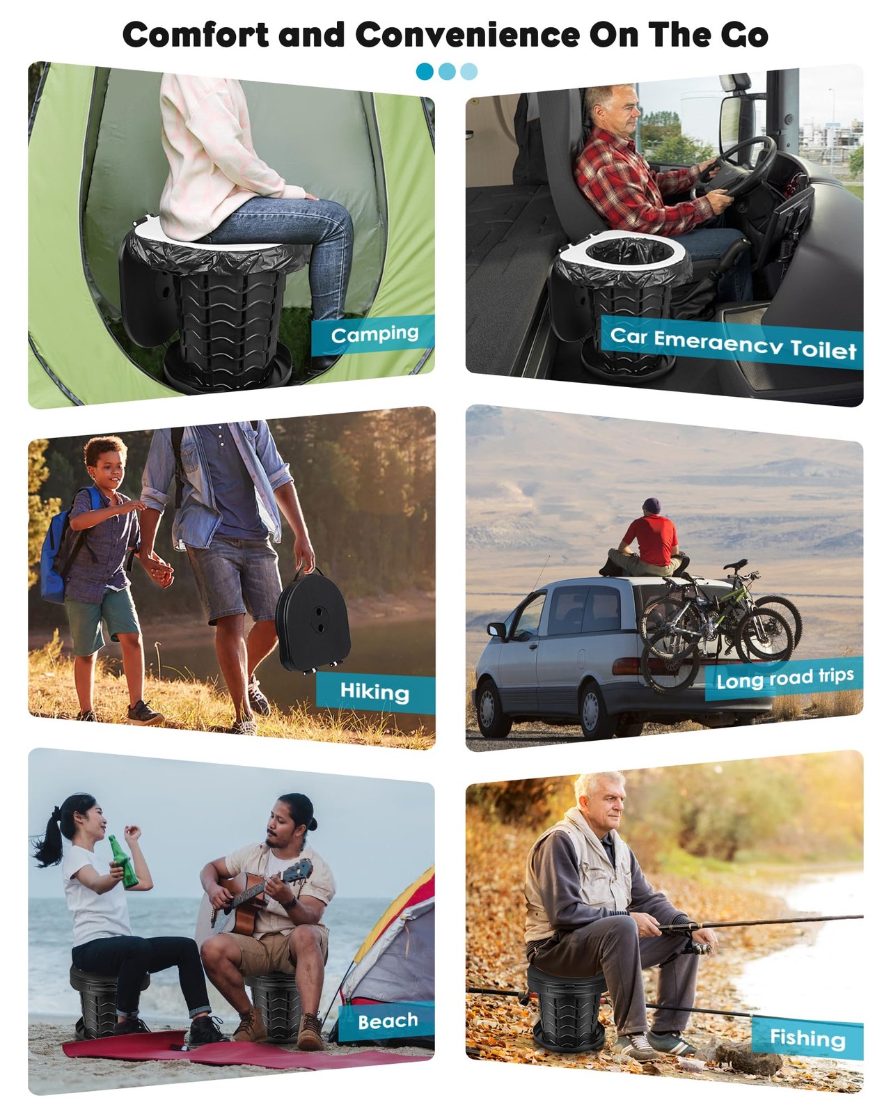 Portable Toilet for Adults, Adjustable Height Camping Toilet, Outdoor Emergen…