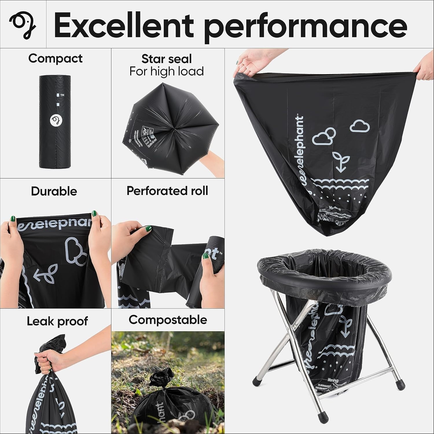 Unscented Biodegradable Toilet Liners – 15 Pack for Outdoor Camping & Hiking Use