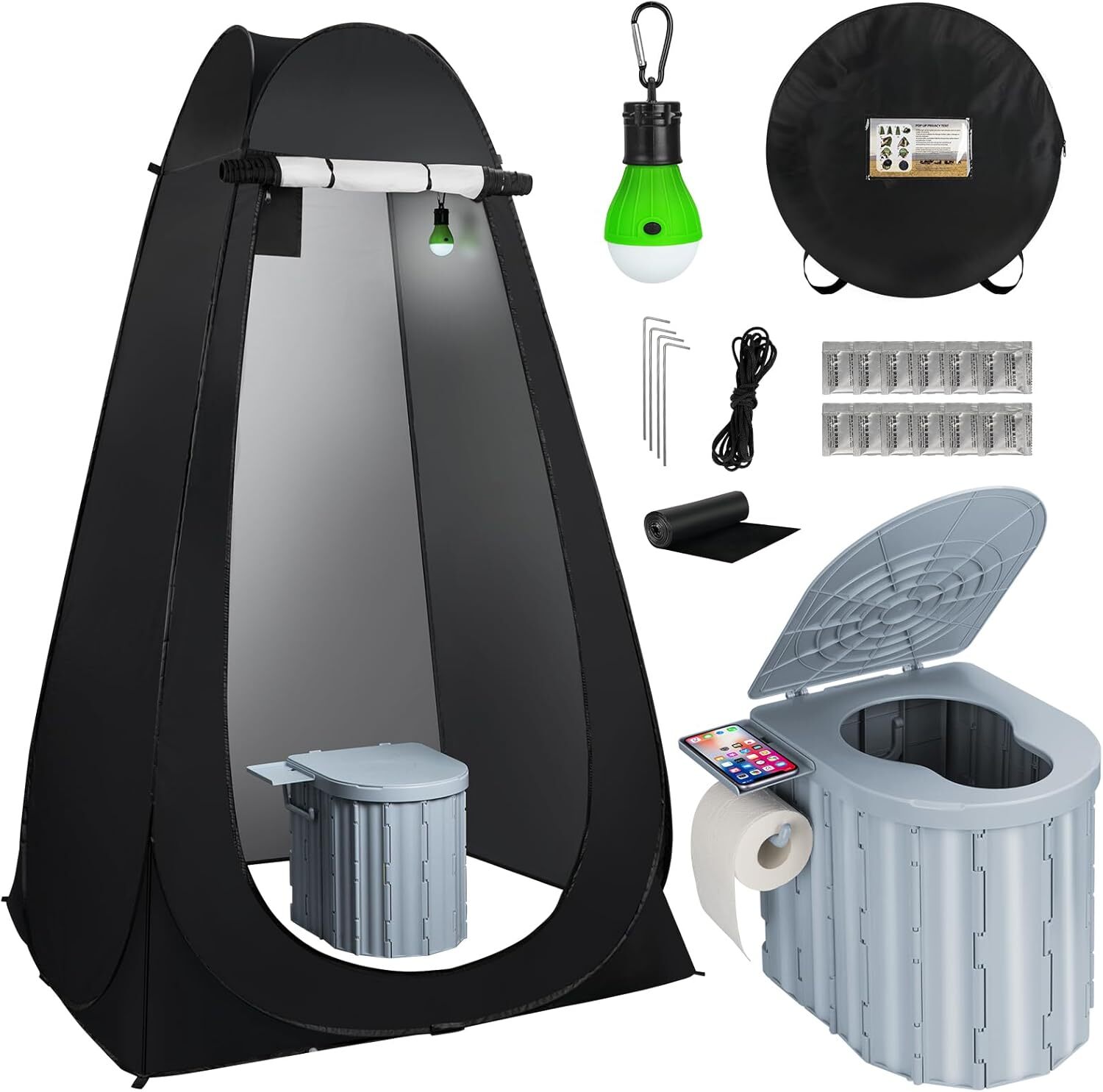 Portable Potty Toilet with Pop-Up Privacy Tent Outdoor Camping Travel Mobile US
