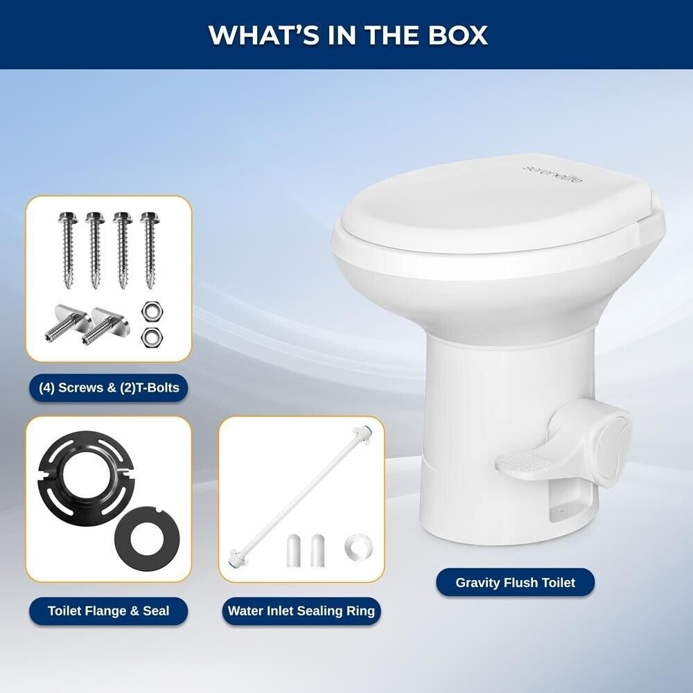 SereneLife Portable Gravity Flush Toilet High Profile with Foot Pedal Operation