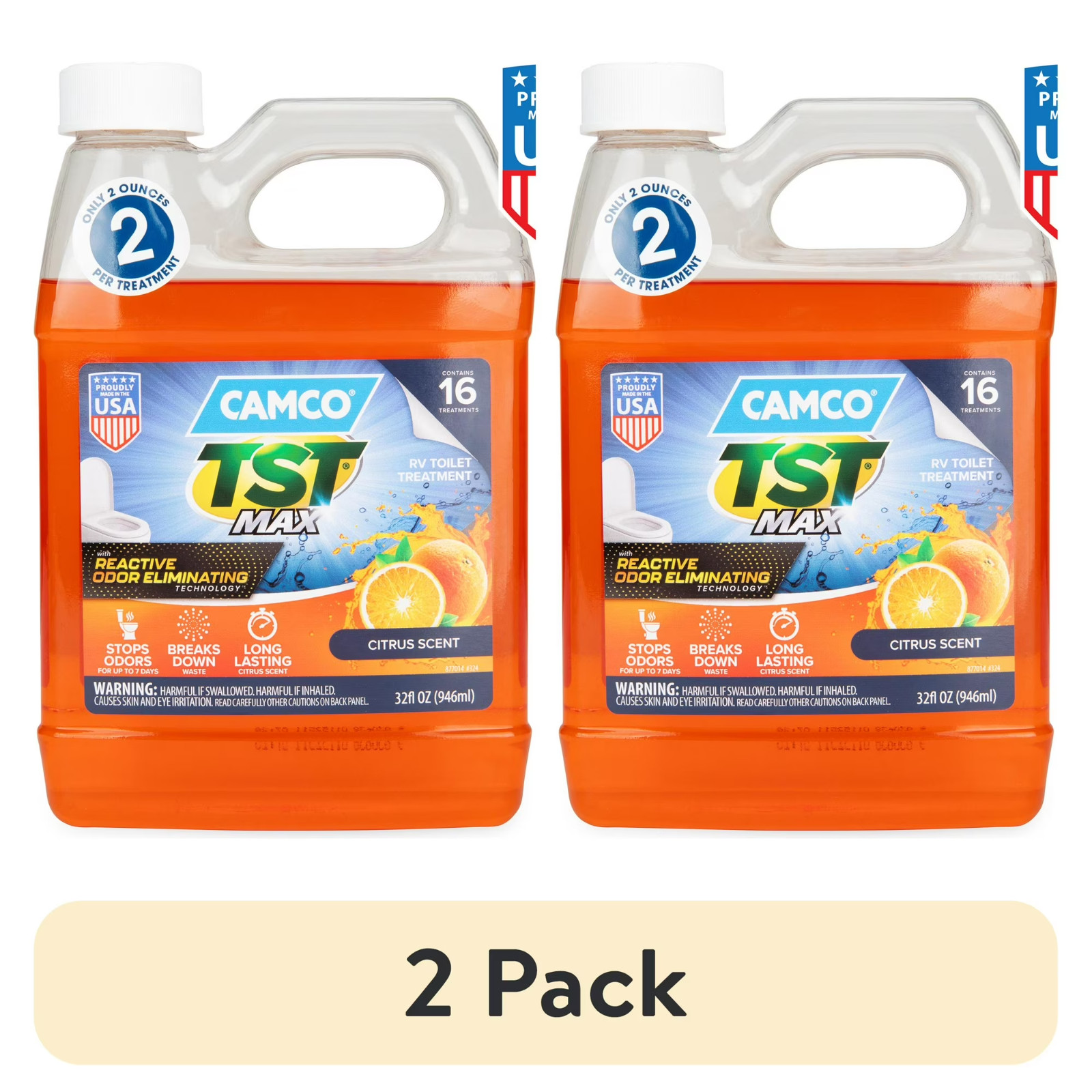 (2 pack) Camco TST MAX RV Toilet Treatment, Ultra-Concentrated Formula, 32oz