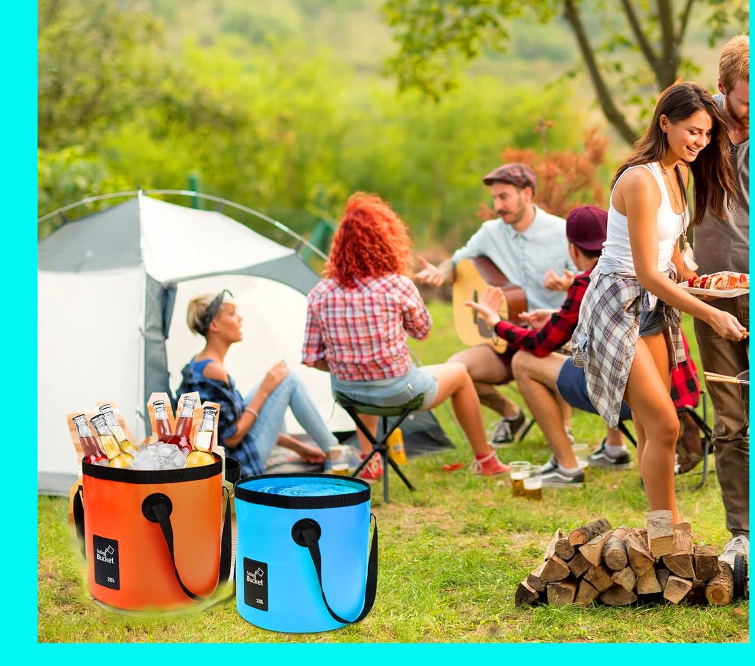 Collapsible Buckets, Camping Water Storage Container 5 Gallon(20L) Portable F…
