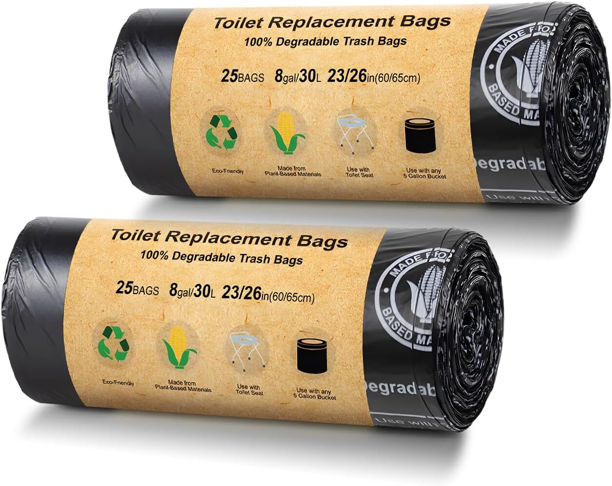 New 40 Count Toilet Replace Bags 8 Gallon 30 Liter Heavy Duty 1 Mil Compost Bags