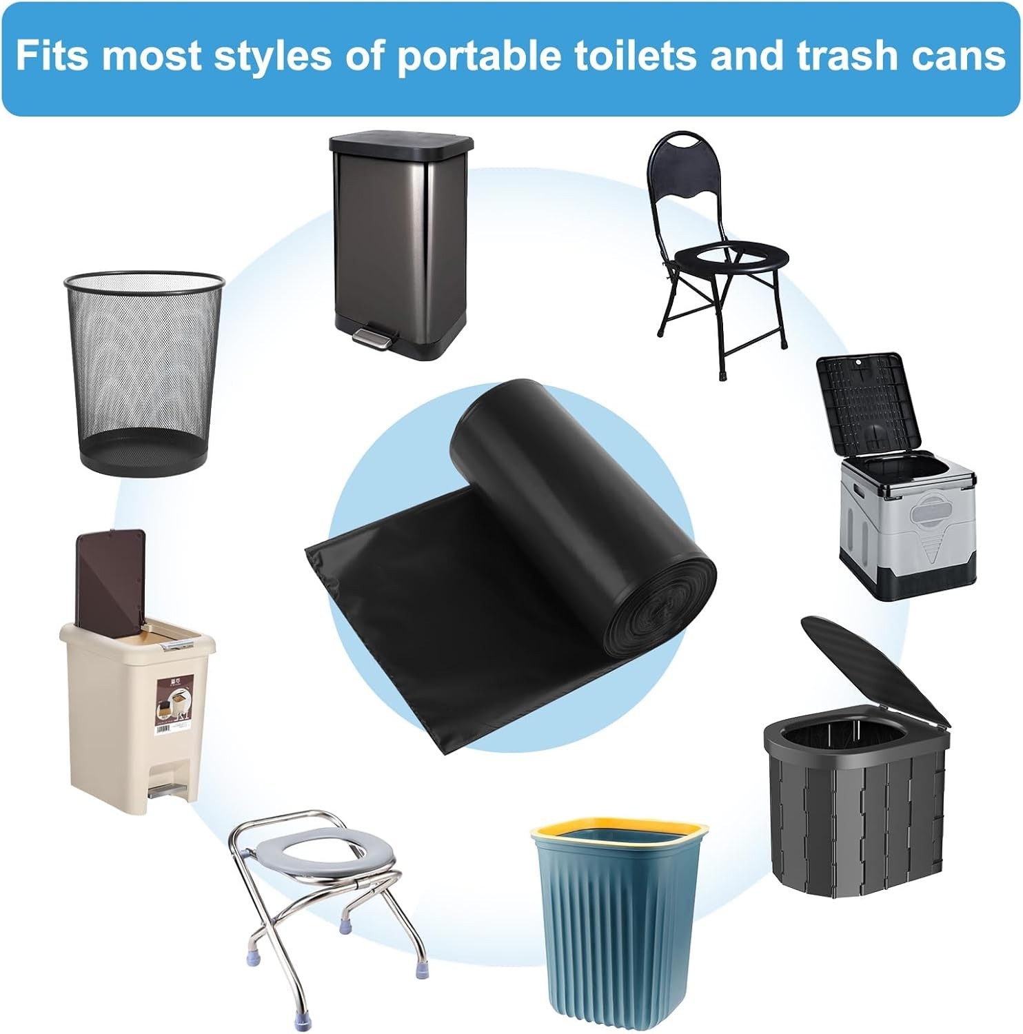 40 Thickened Compostable Toilet Bags for Portable 5 Gallon Toilets – Unscented