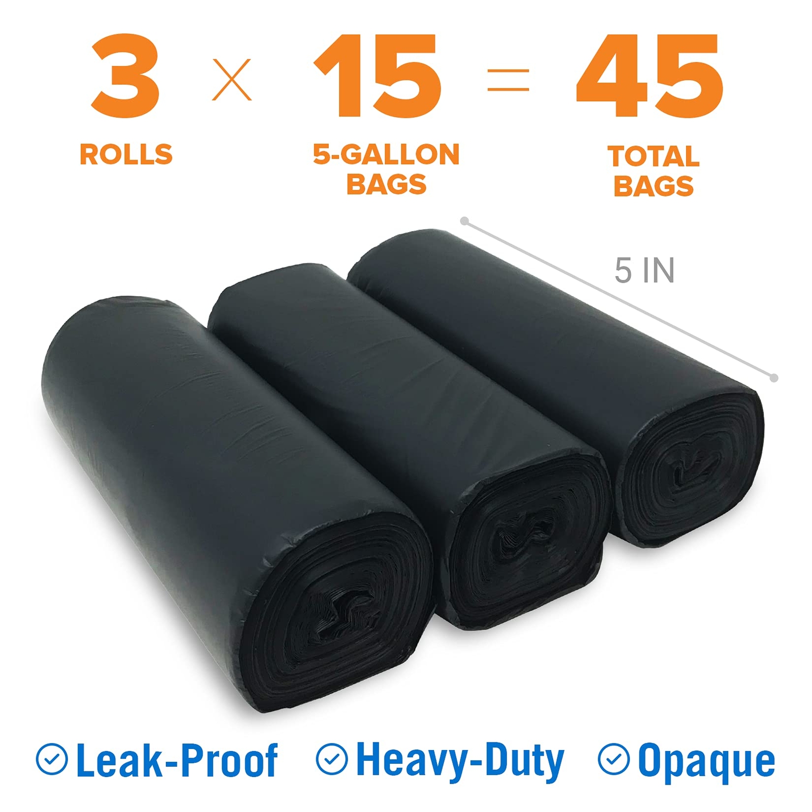 Biodegradable Portable Toilet Bags 45-Pack for Camping Boating 5 Gallon