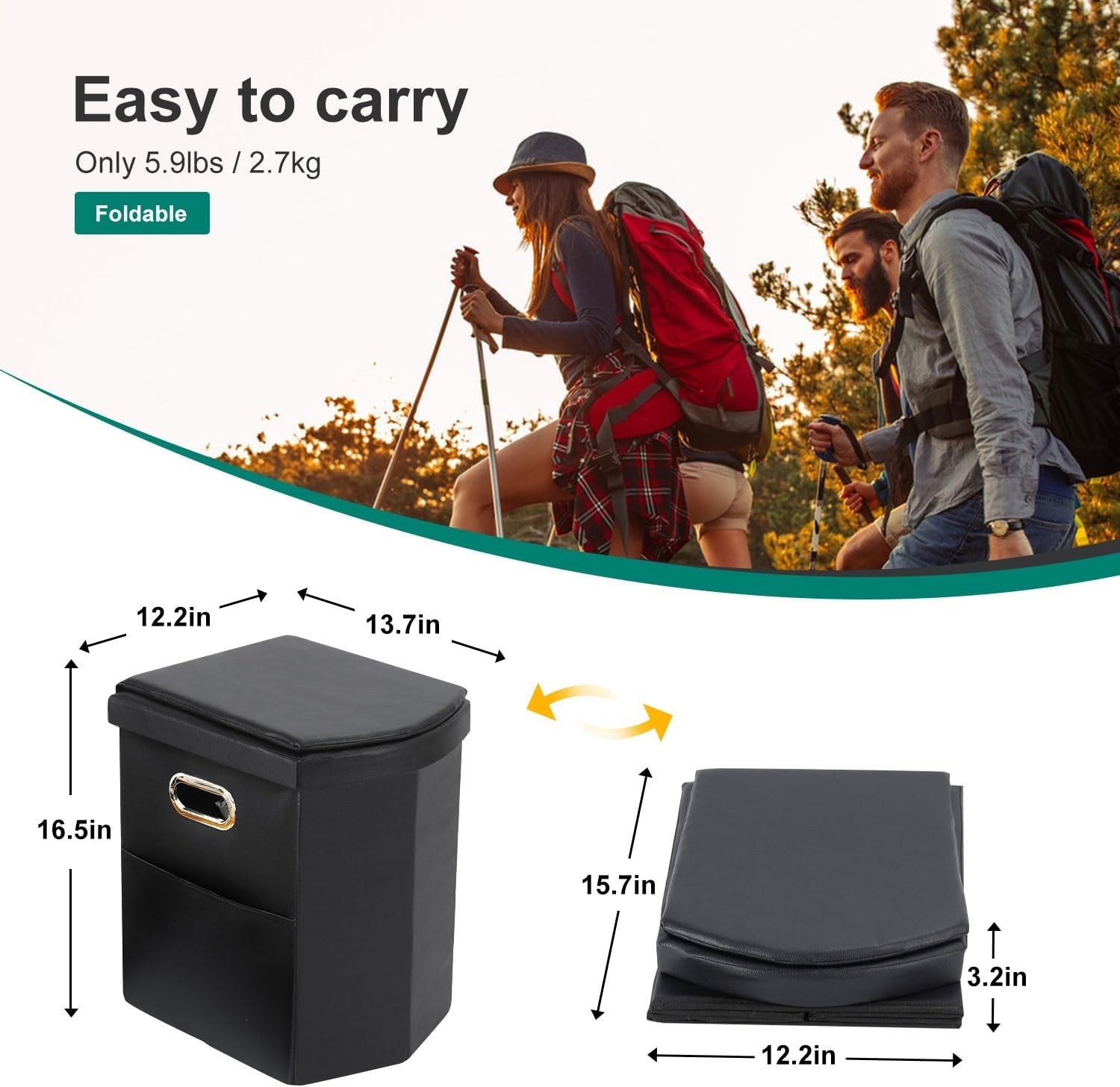 Upgrade XL Portable Toilet for Adults, Extra Large Portable Travel Floding To…