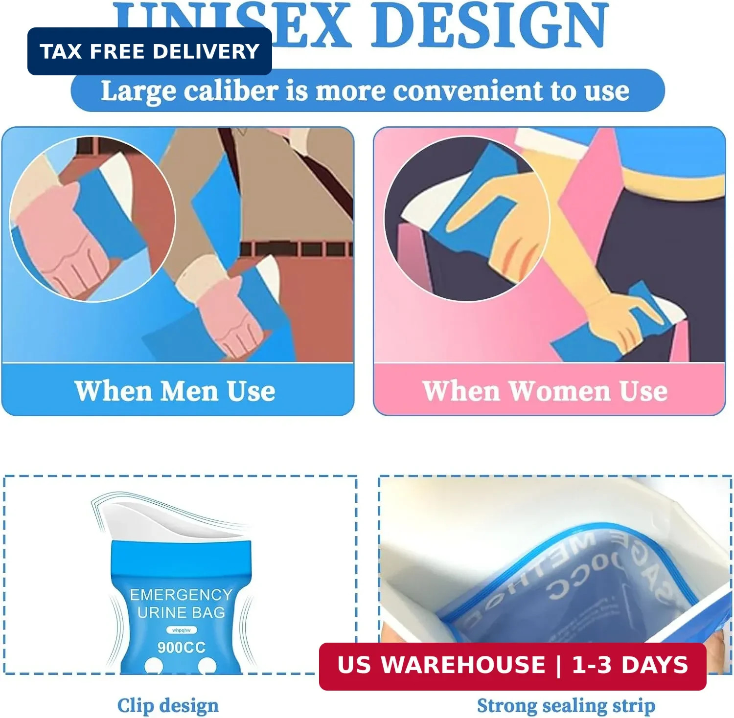 12 PCS Disposable Urine Bags,900ML Pee Bags for Travel for Women and Men, Portab