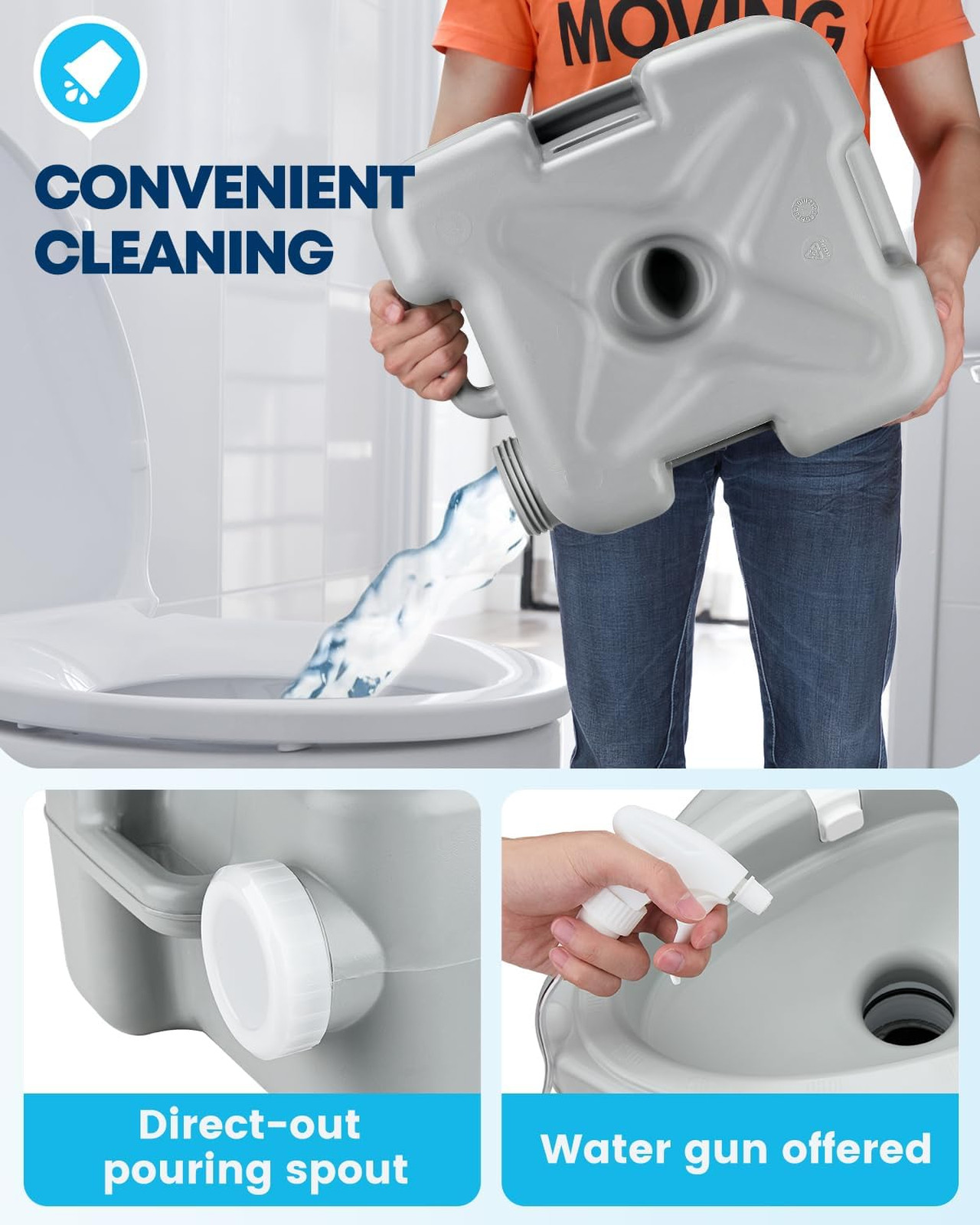 Camping Toilet Portable 5.3 Gallon Cassette Toilet for RV Trailer Trucker Marine