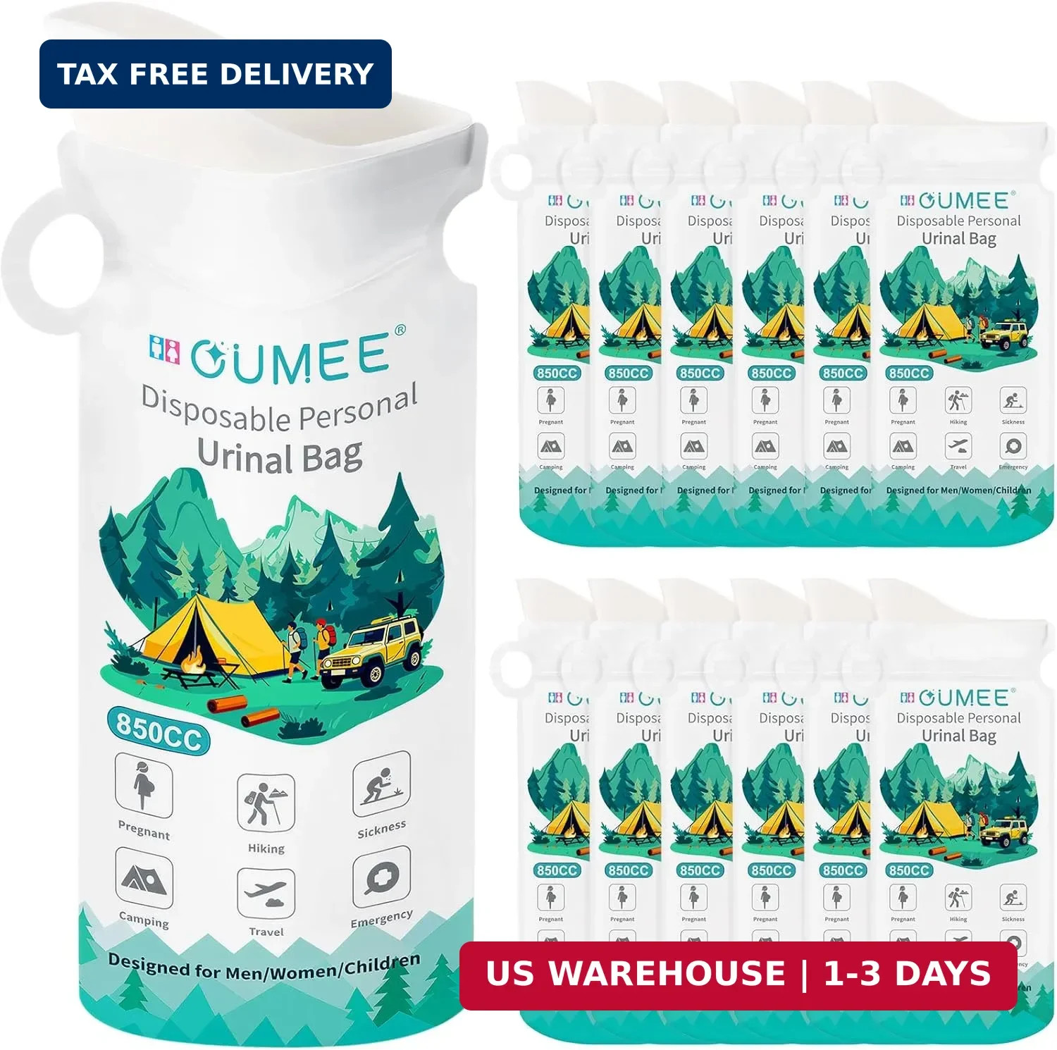 OUMEE 850ML Emergency Disposable Urinal Bags, 8/12/20/28 Pcs Camping Pee Bags Un