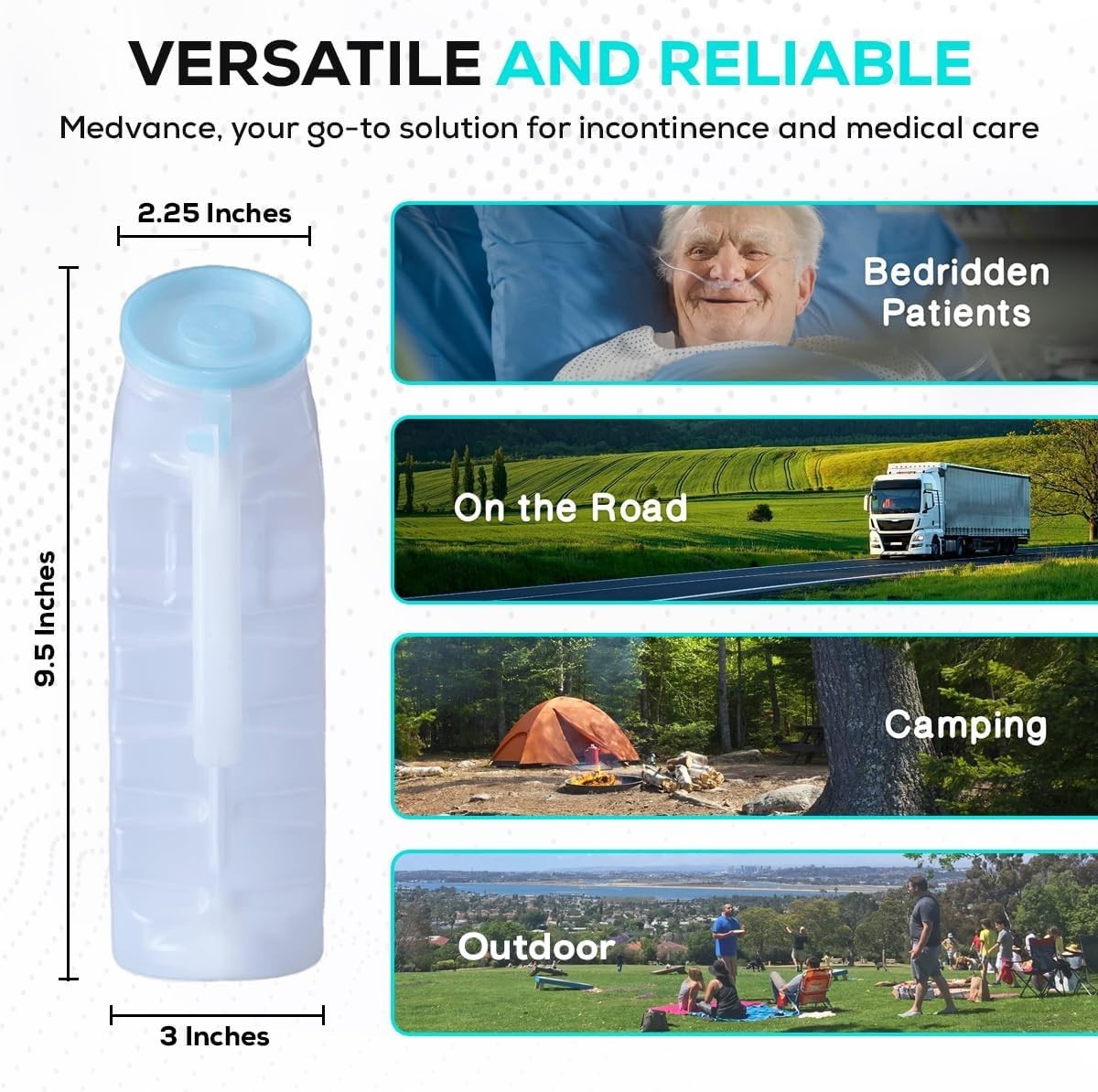 Durable 1000ml Pee Bottles for Men, 2-Pack – Leak-Proof with Ergonomic Handle