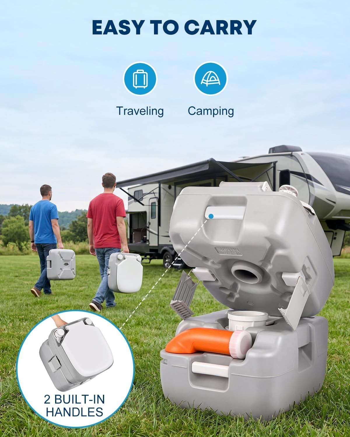 Portable Toilet for RV Travel 5.8 Gallon High Density Polyethylene Construction