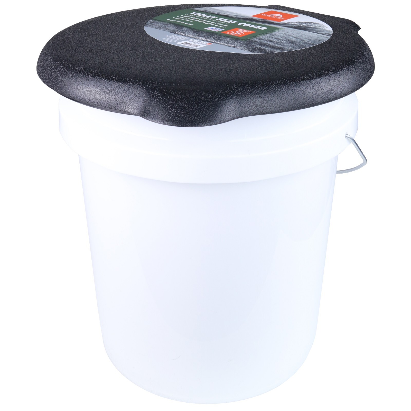 5 Gallon Bucket Toilet Seat w/ Lid Travel Outdoor Camping Hiking Snap On Black