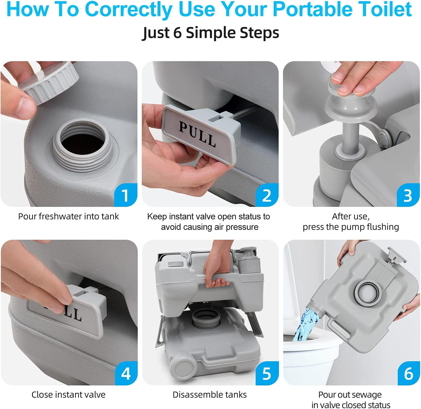 Portable Travel Toilet with 2.6 Gallon Tank – Ideal for Camping & Hiking