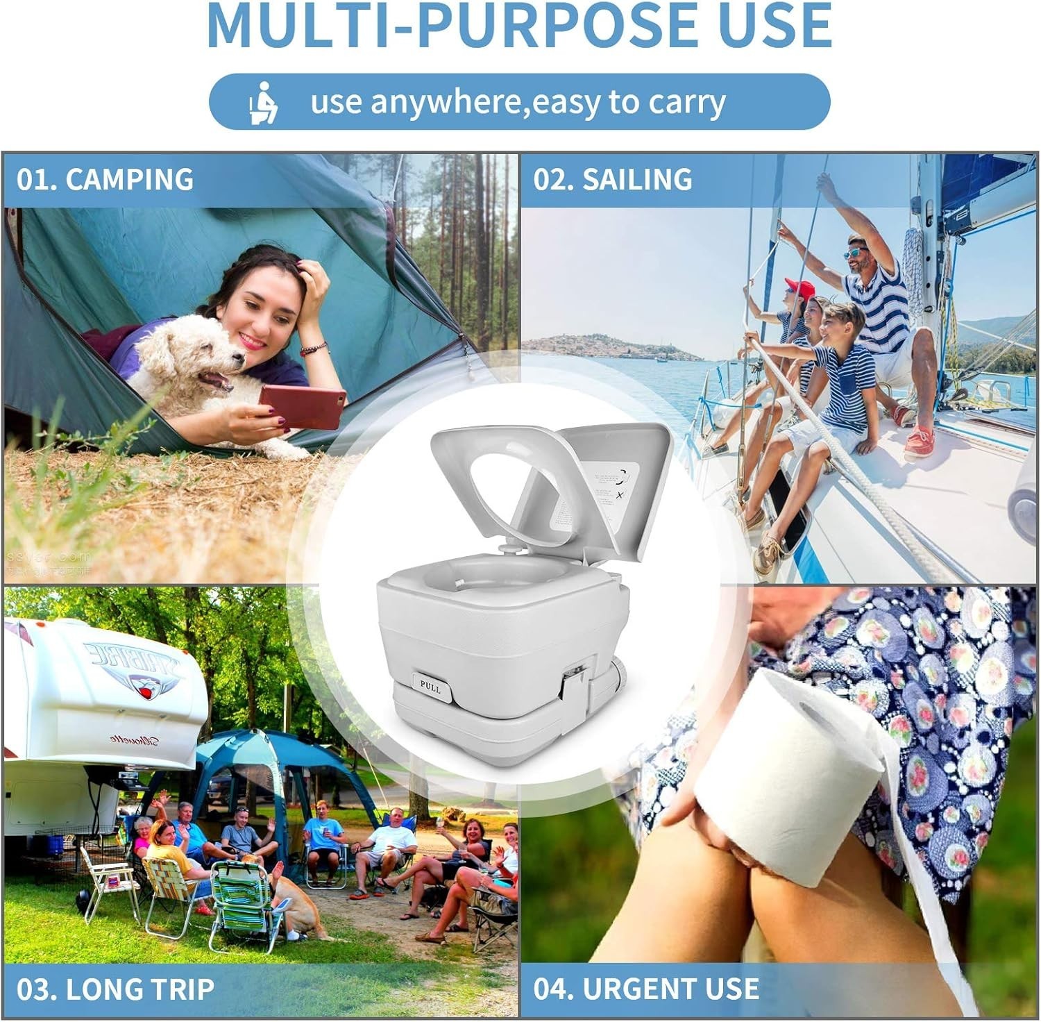 Lightweight RV Toilet with 2.6 Gallon Tanks – Perfect for Camping & Adventures