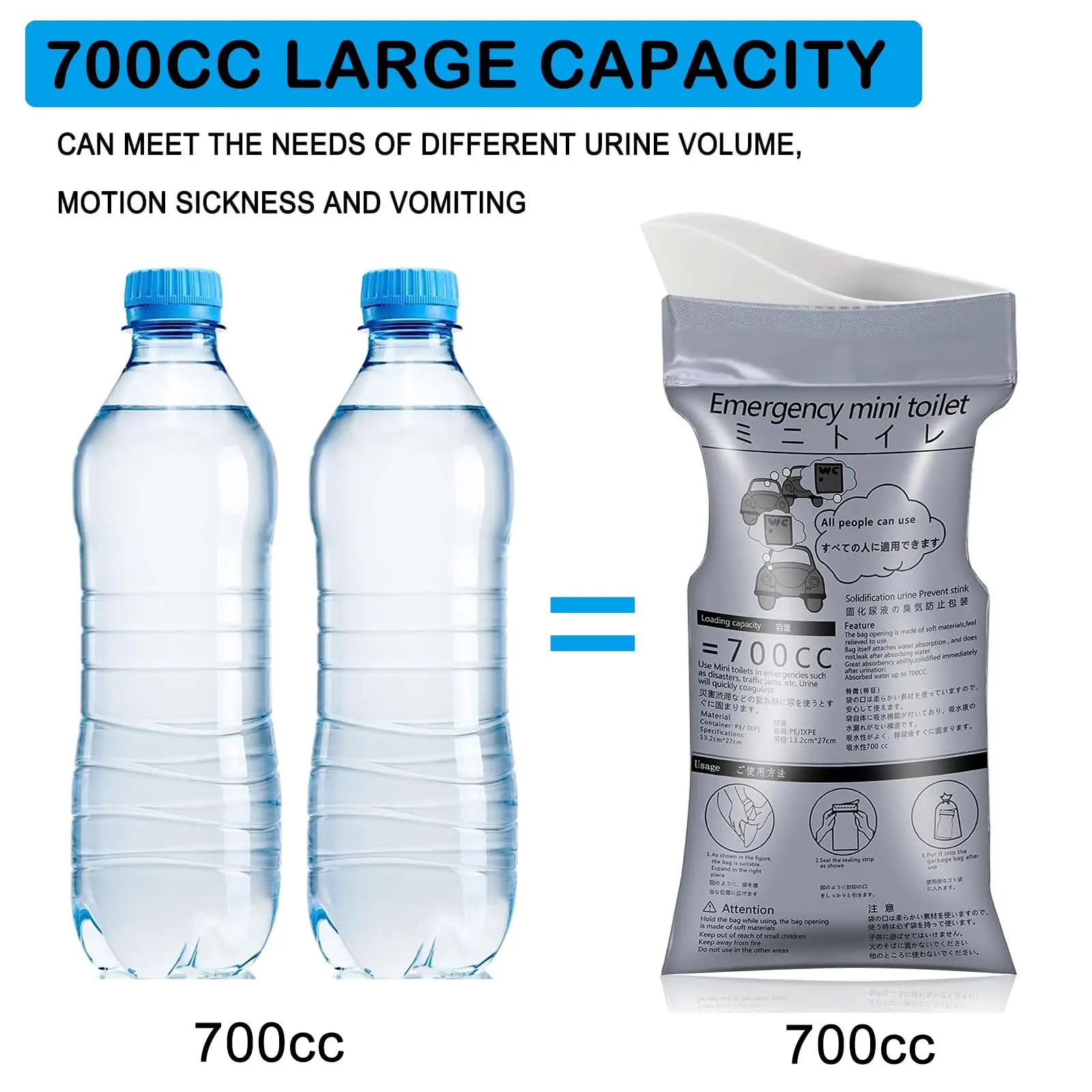 Pack of 32 Disposable Urinal Bags Camping Pee Bags Unisex Urine Bag Vomit Bag