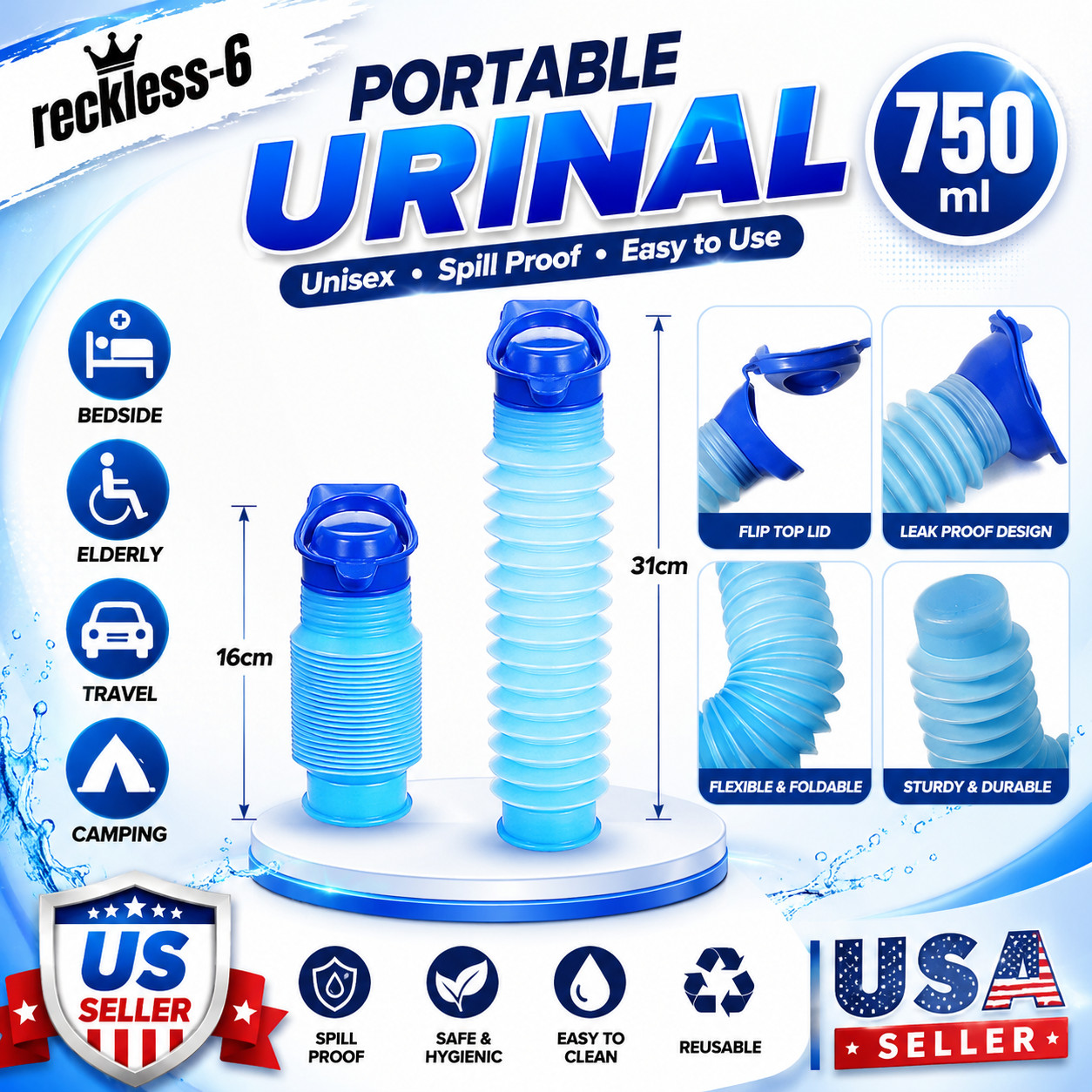 Male Female Portable Urinal Travel Camping Car Toilet Pee Bottle Emergency Kit