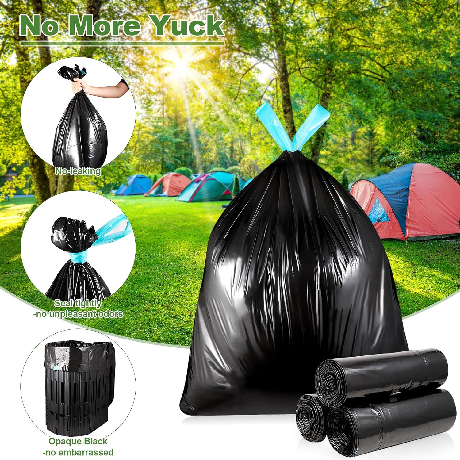 30 Pack Camping Toilet Bags, 8 Gallon Portable Toilet Bags, Toilet Waste Bags