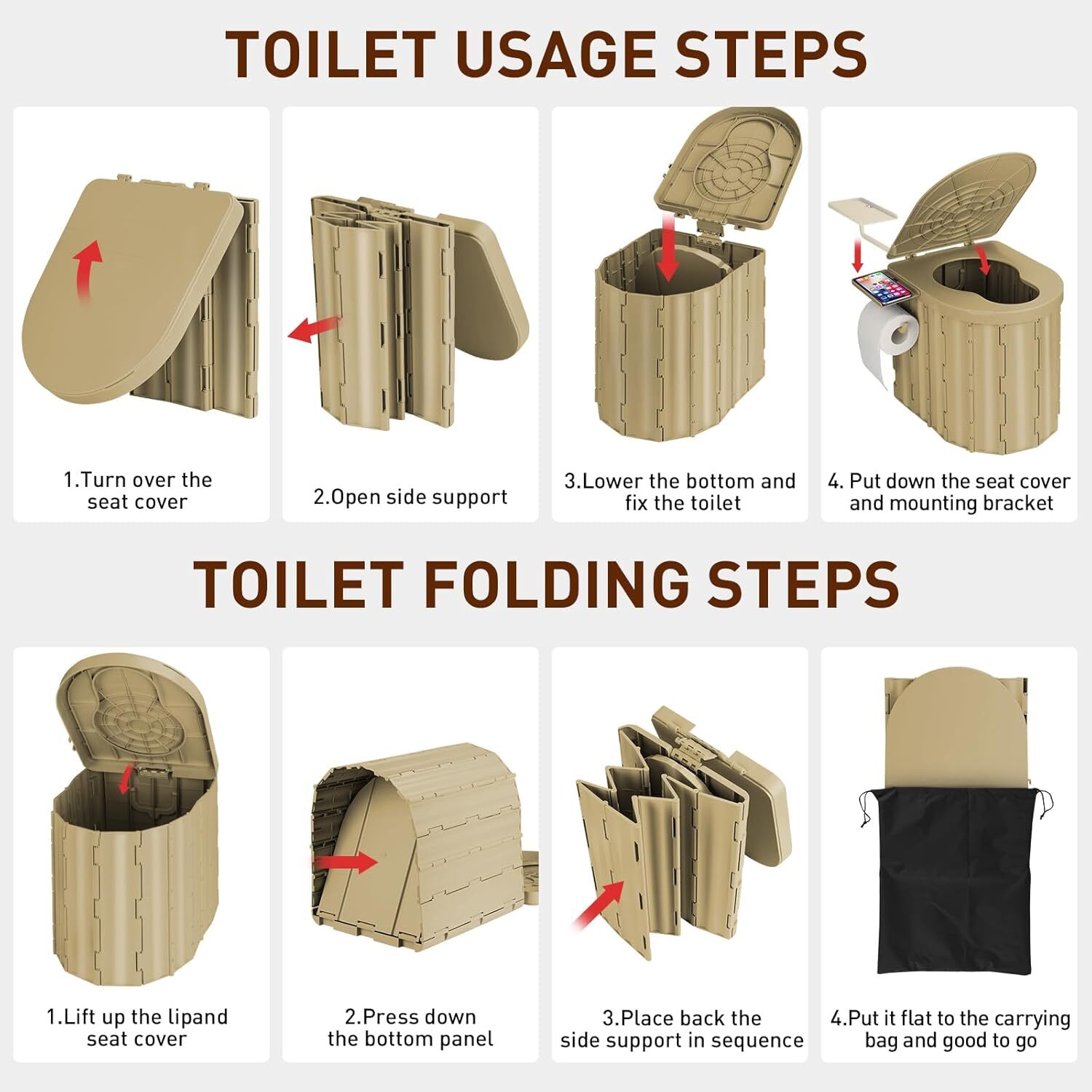Portable Potty Toilet with Pop-Up Privacy Tent Outdoor Camping Travel Mobile US