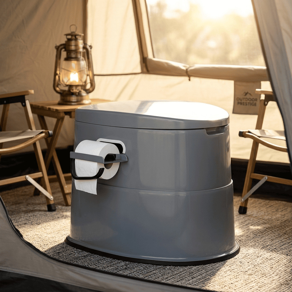 Portable Toilet Camping Commode Travel Mat Outdoor RV Boat Elderly Potty Grey