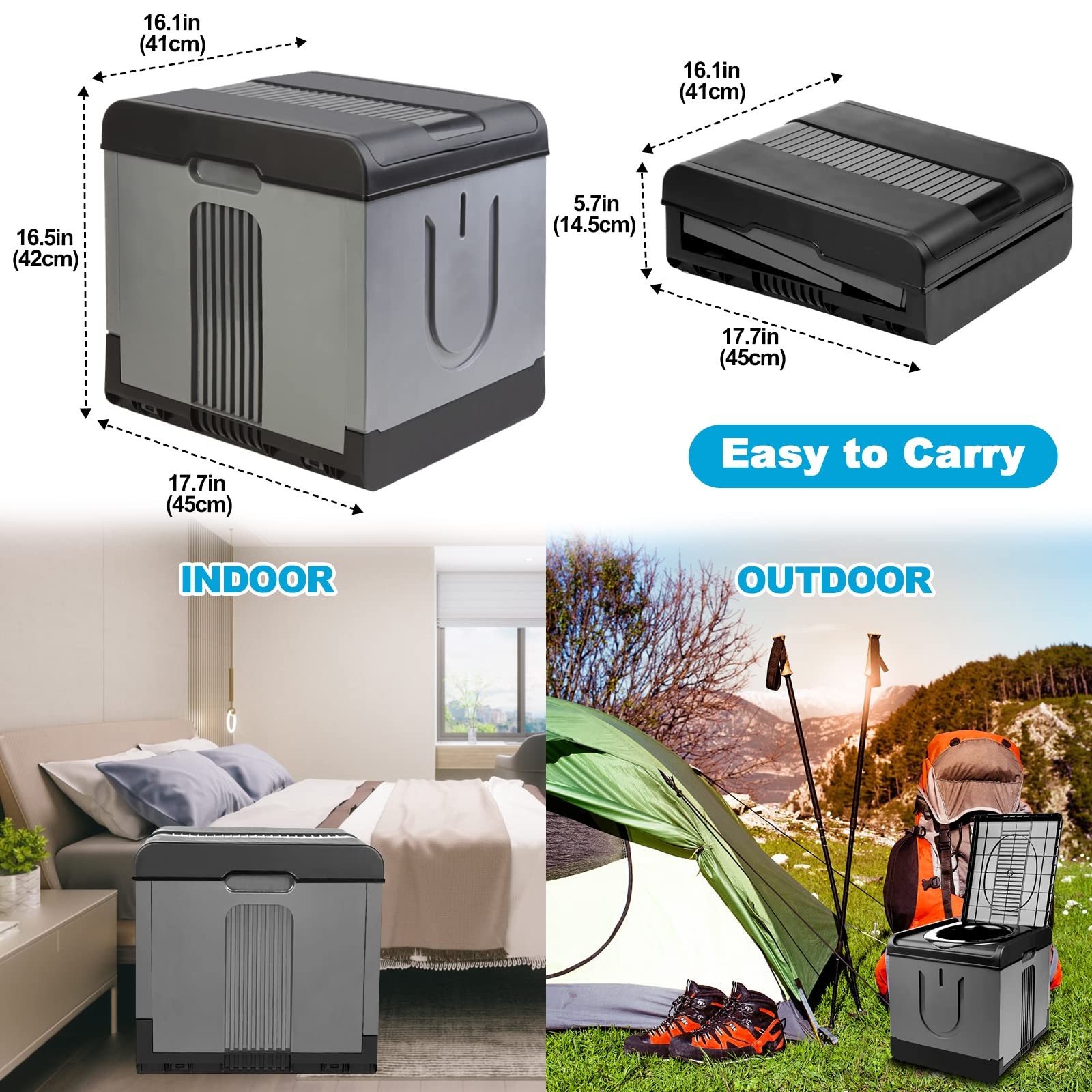 XXL Portable Toilet Camping Toilets for Car Indoor Outdoor Commode Foldable T…