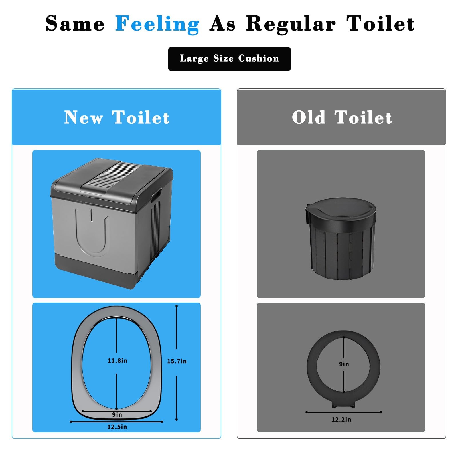 XXXL Portable Toilet for Adults Camping, 17.3x16x15.74 In-Extra Large Travel …